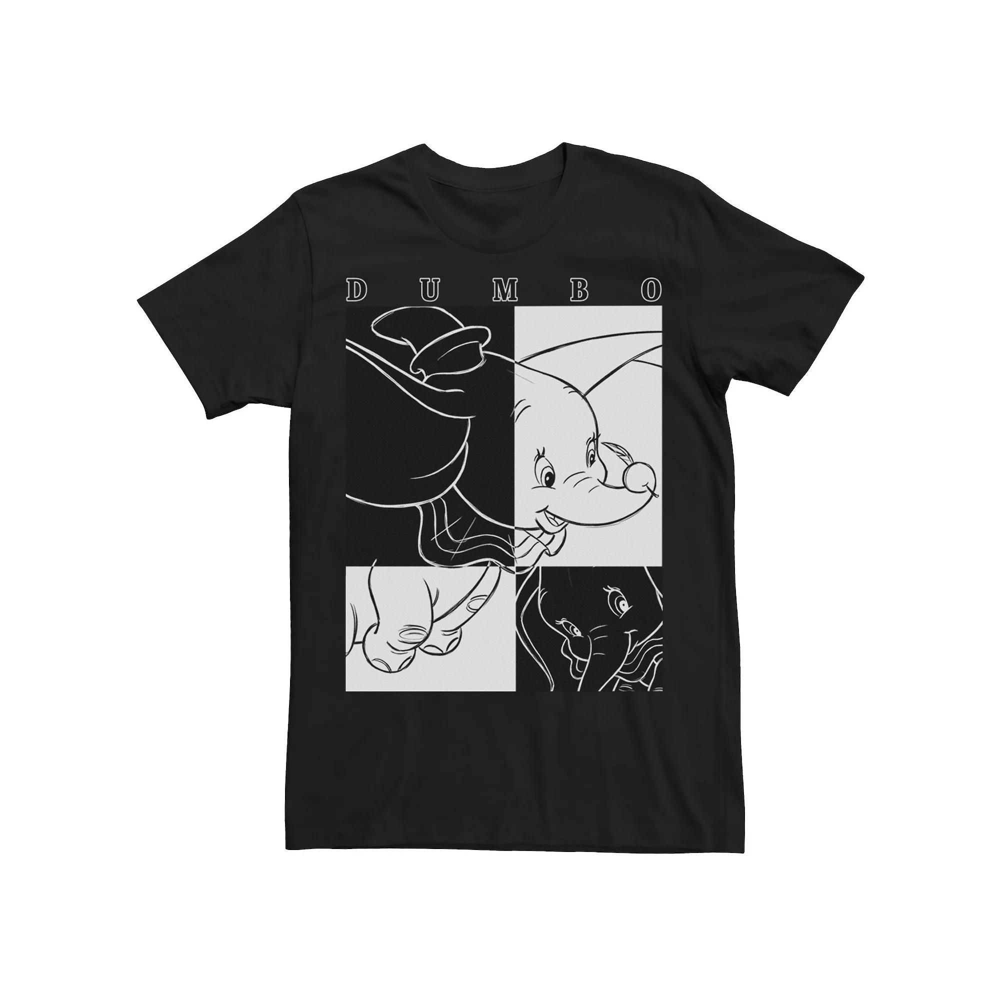 Disney's Dumbo Men's Contrast Black And White Line Art Poster Tee,  Product Image