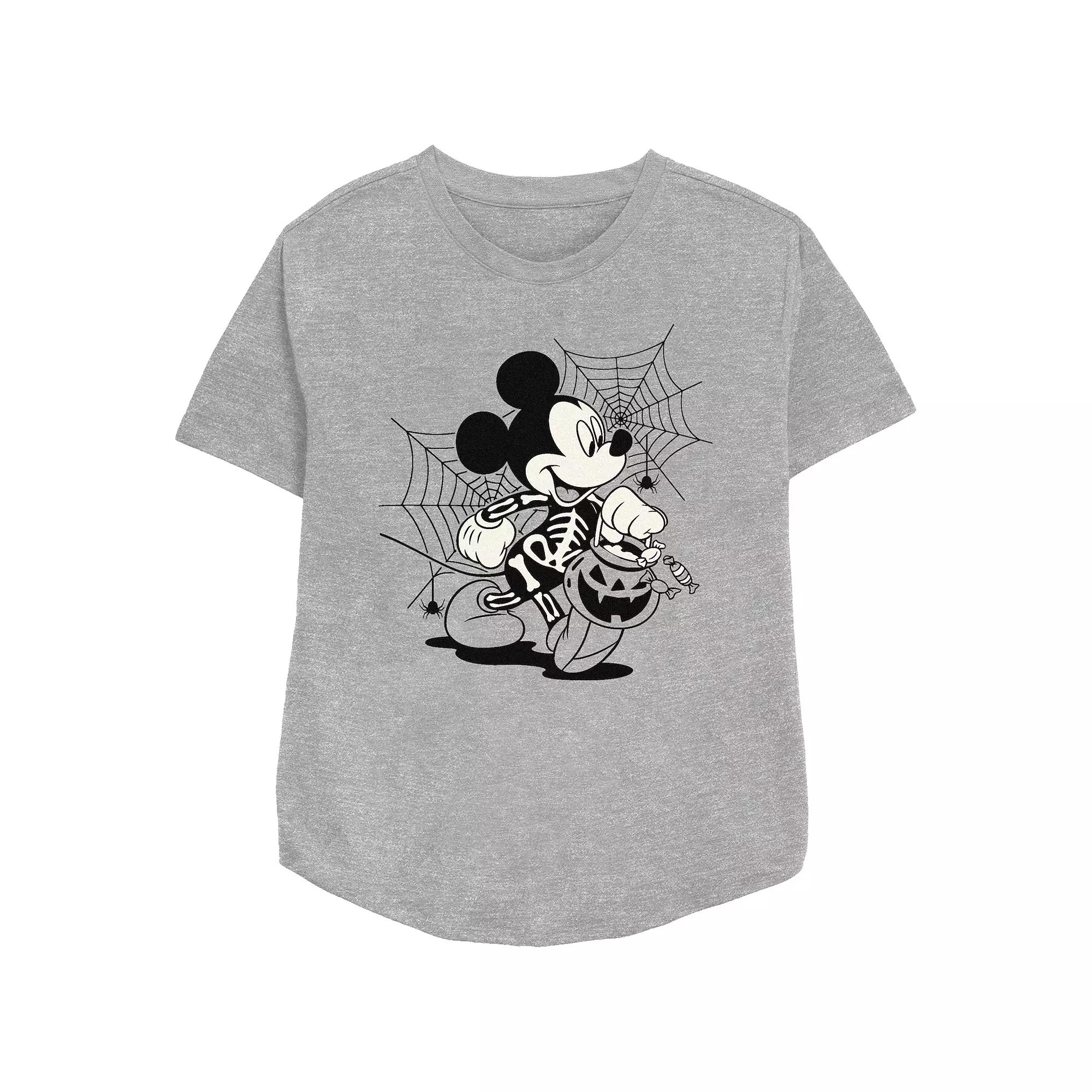 Disney's Mickey Mouse Skeleton Trick Or Treater Women's Relaxed Fit Graphic Tee,  Product Image