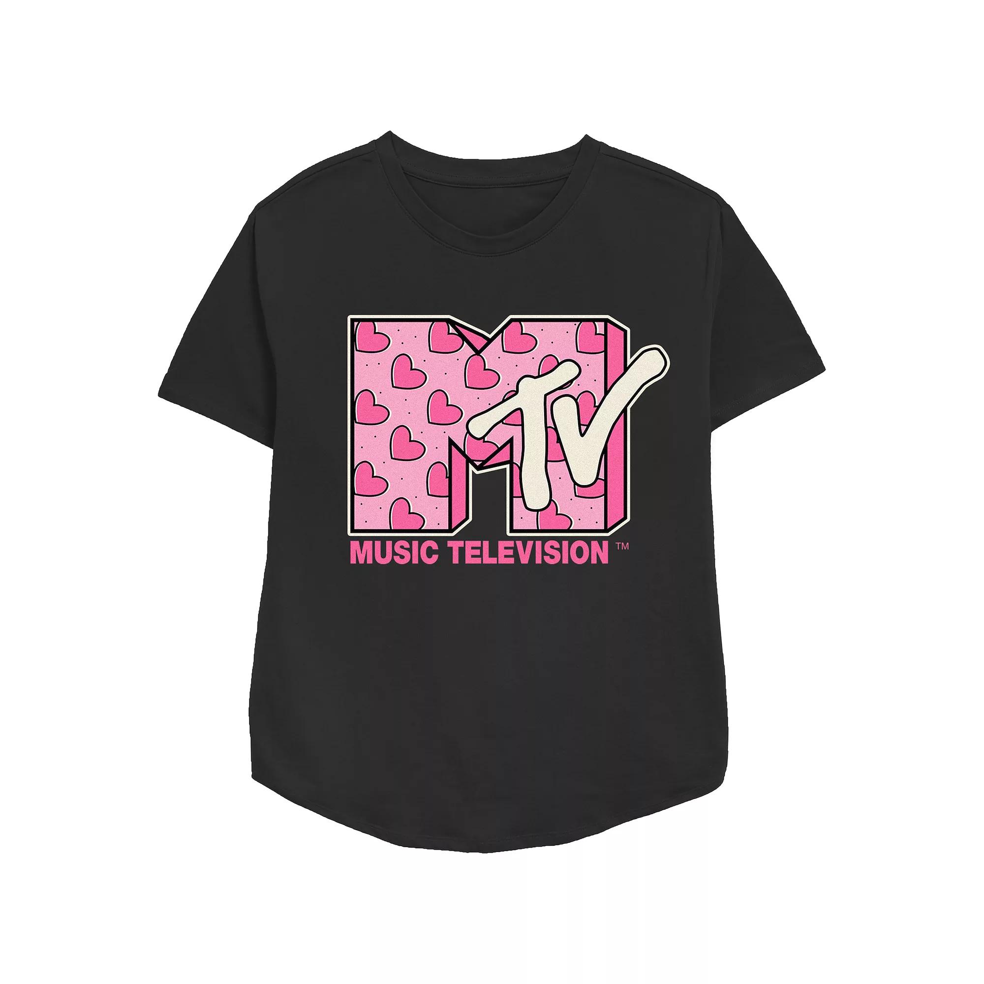 Women's MTV Heart Print Logo Graphic Tee, Girl's,  Product Image