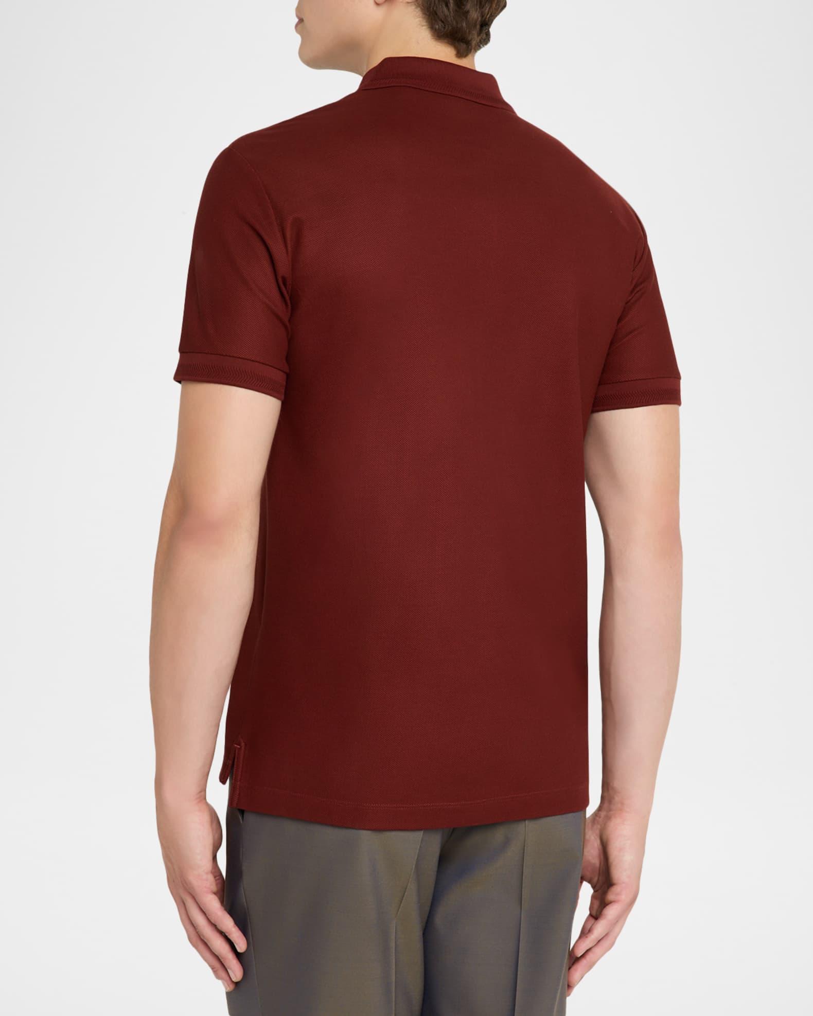 Men's Cotton Check-Placket Polo Shirt Product Image