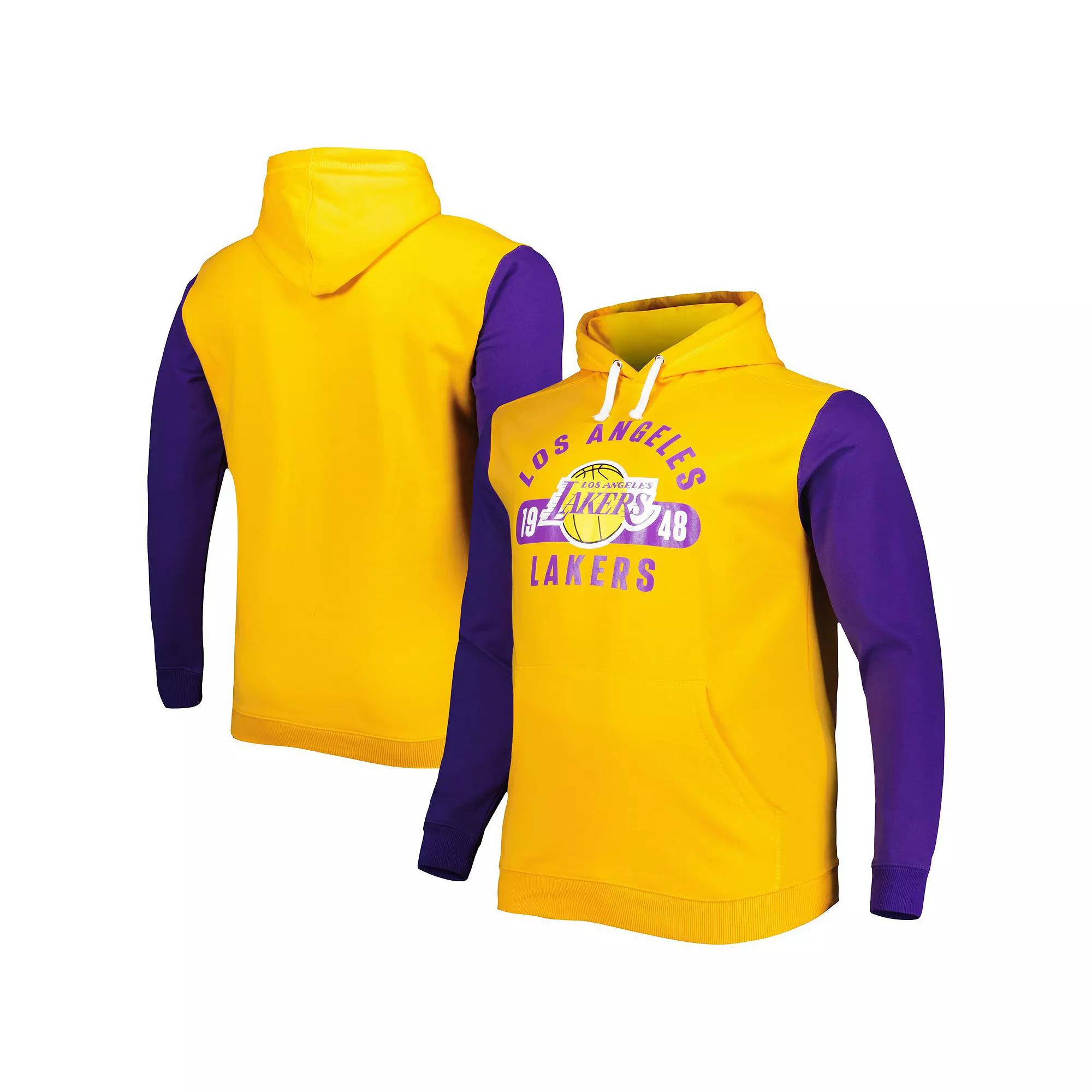 Men's Fanatics Branded Gold/Purple Los Angeles Lakers Big & Tall Bold Attack Pullover Hoodie,  Product Image