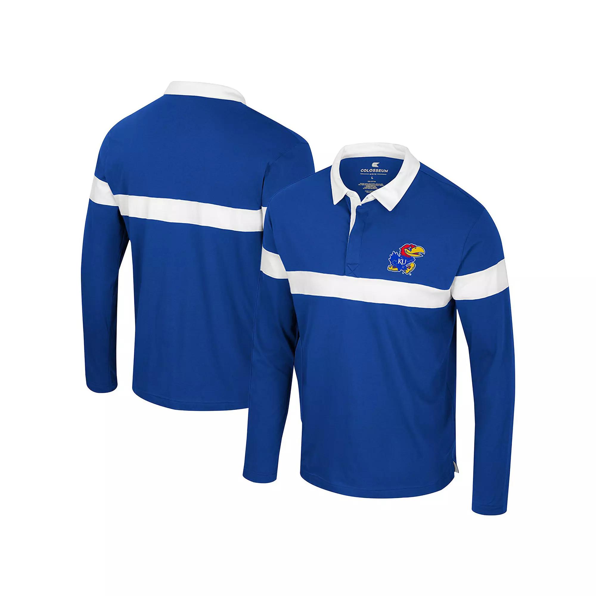 Men's Colosseum Royal Kansas Jayhawks Too Cool For School Long Sleeve Polo,  Product Image