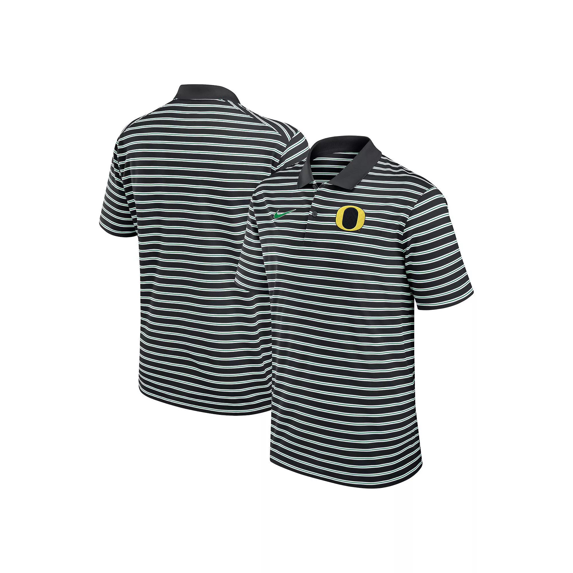 Men's Nike Black/White Oregon Ducks Primetime Victory Striped Performance Polo, Size: XXL Product Image