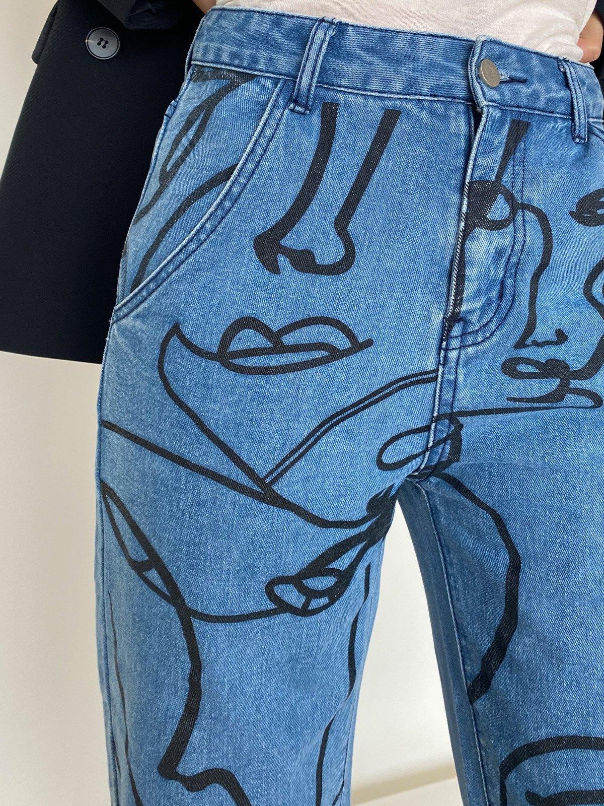 Art Abstract Lines Drawing Boyfriend Jeans Product Image