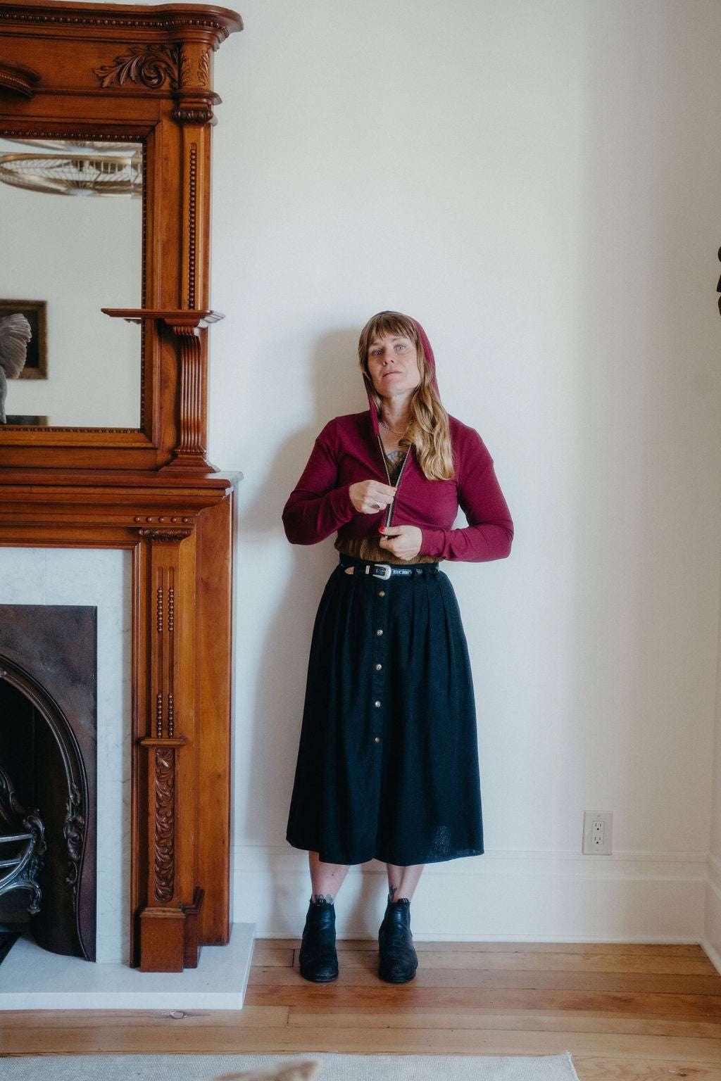 Cropped Hoodie In Merlot Product Image