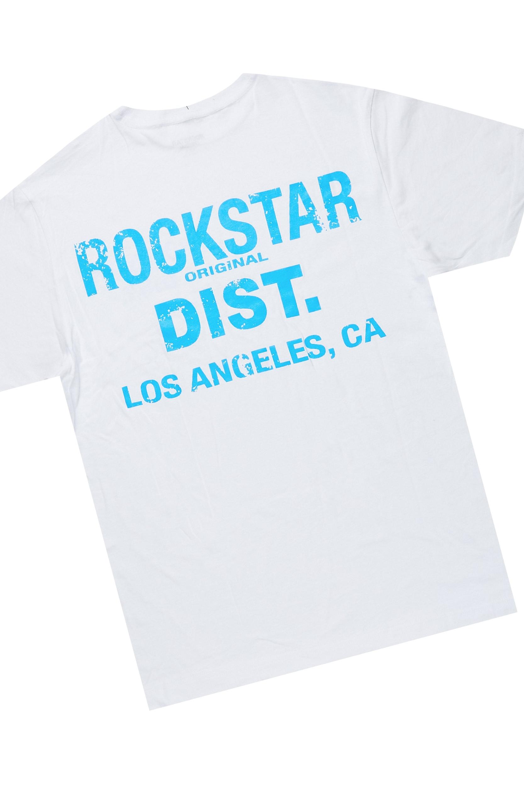 Quentin White/Blue T-Shirt/Stacked Flare Jean Set Male Product Image