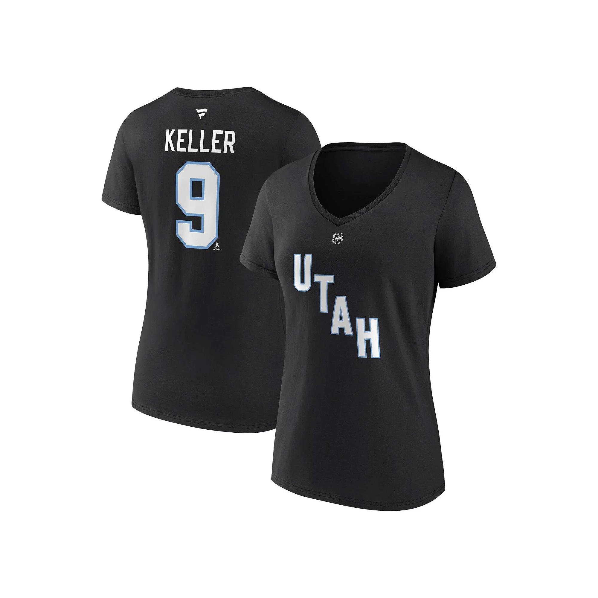 Women's Fanatics Clayton Keller Black Utah Hockey Club Authentic Stack Name & Number V-Neck T-Shirt,  Product Image