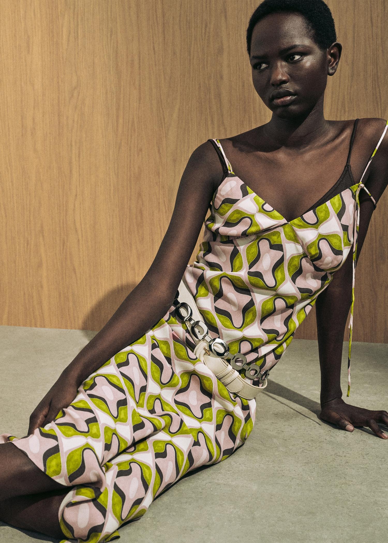 Abstract-print midi-dress - Women | MANGO USA Product Image