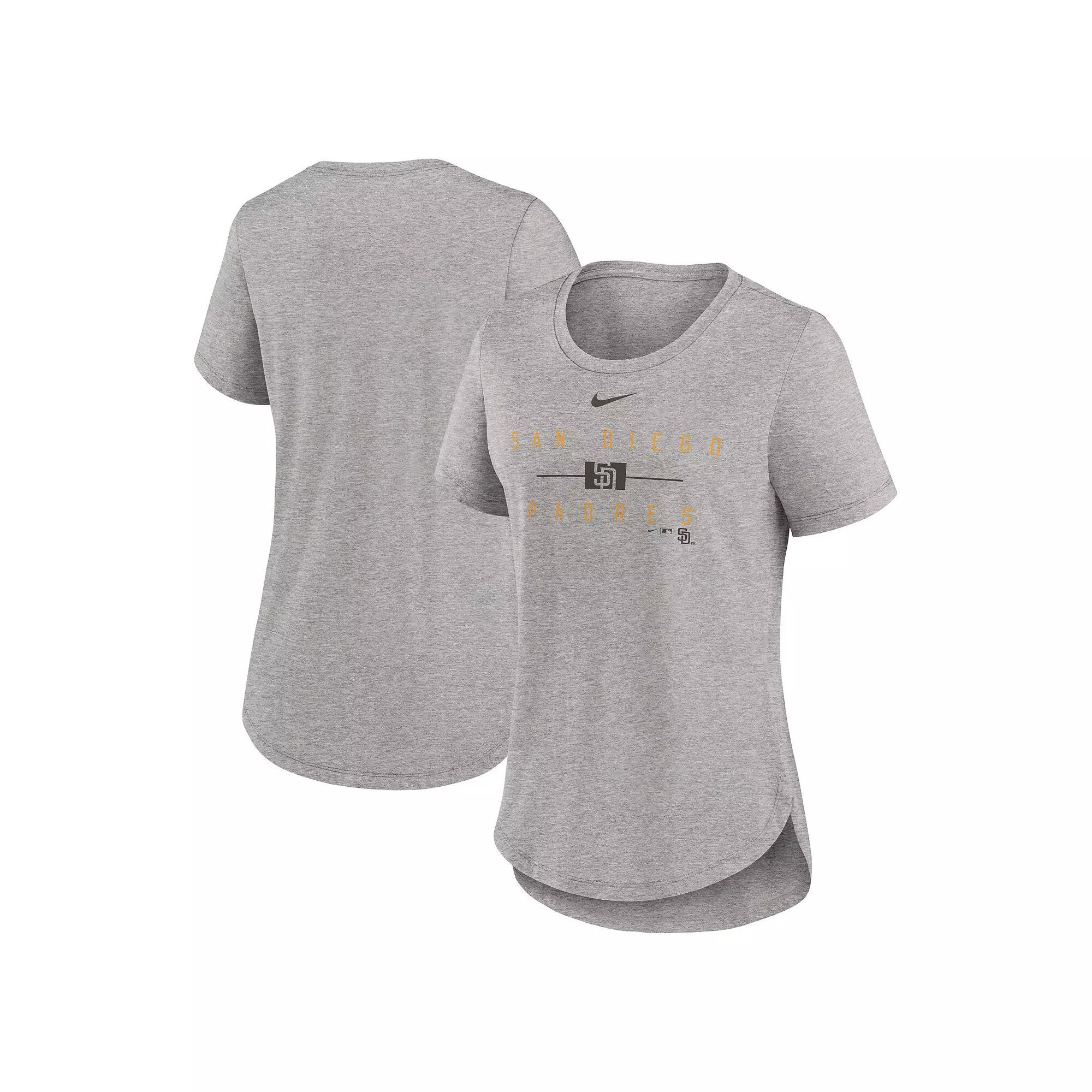 Women's Nike Heather Charcoal San Diego Padres Knockout Team Stack Tri-Blend T-Shirt,  Product Image