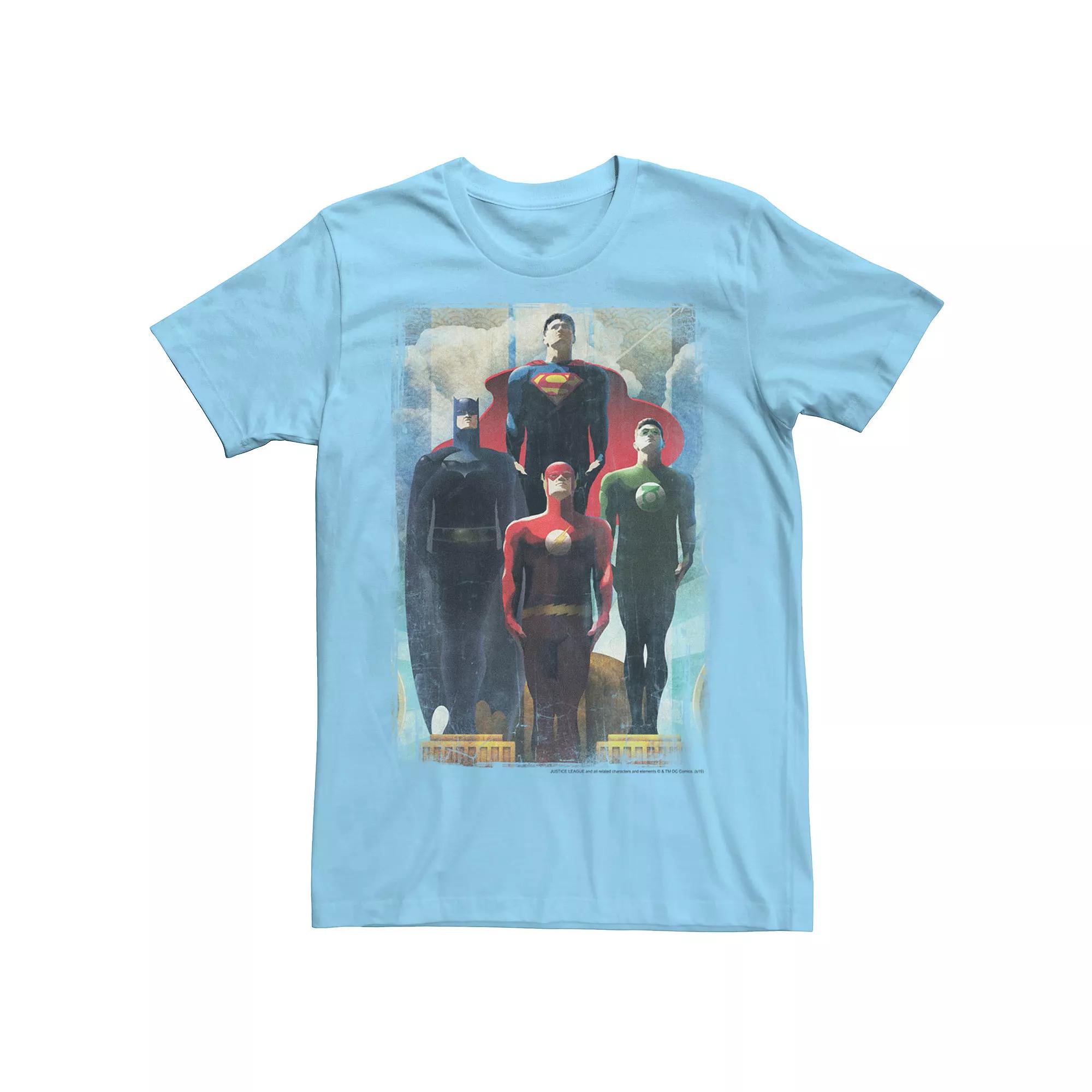 Men's Justice League Faded Poster Graphic Tee, Size: XXL, Light Blue Product Image
