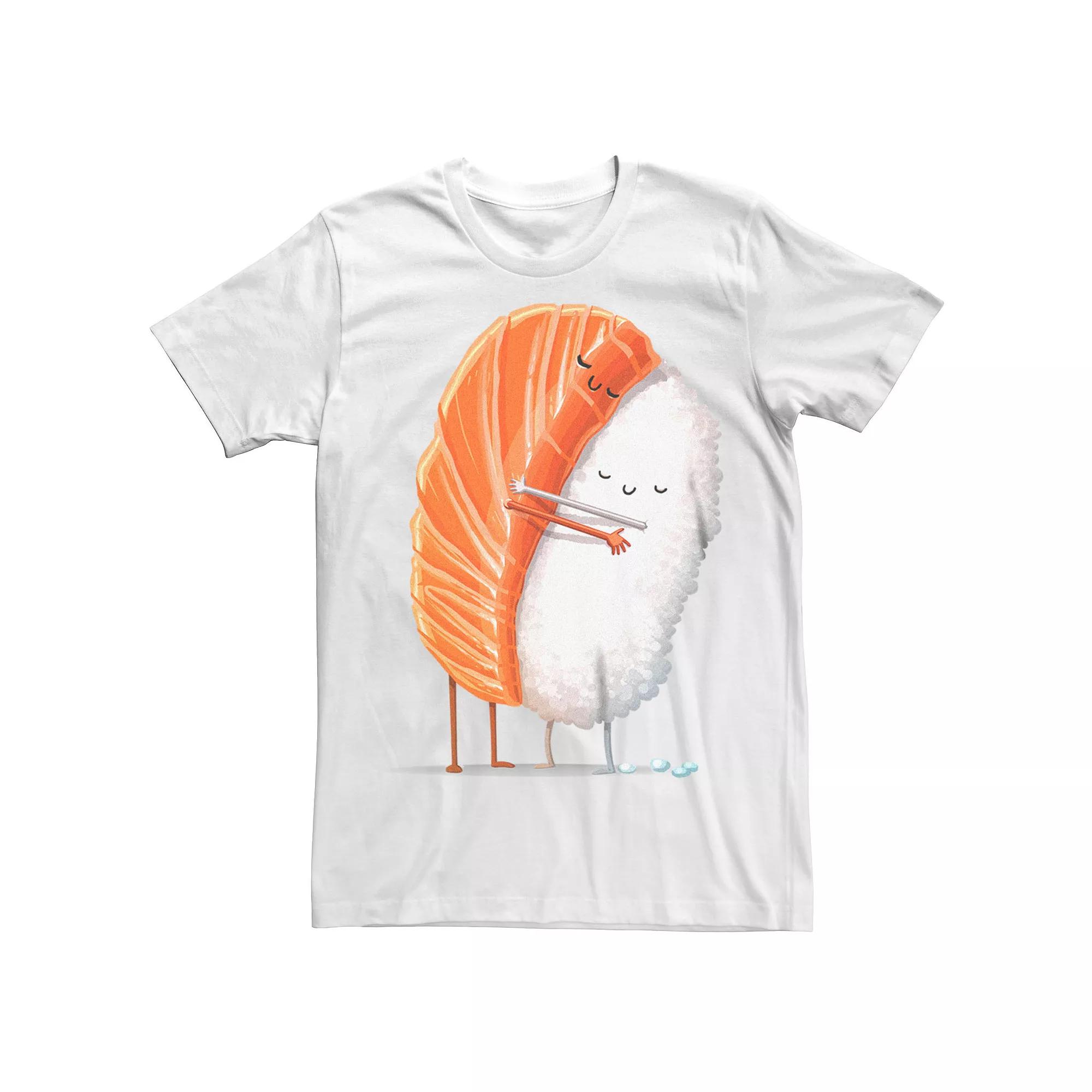 Men's Sake Salmon Sushi Hug Graphic Tee, Size: XL, White Product Image