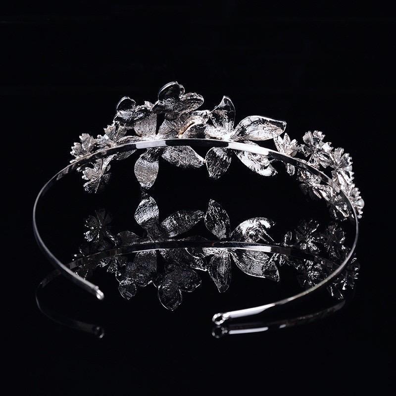 "Aleah" - Silver Pearl and Crystal Bridal Side-Headband/Tiara Product Image