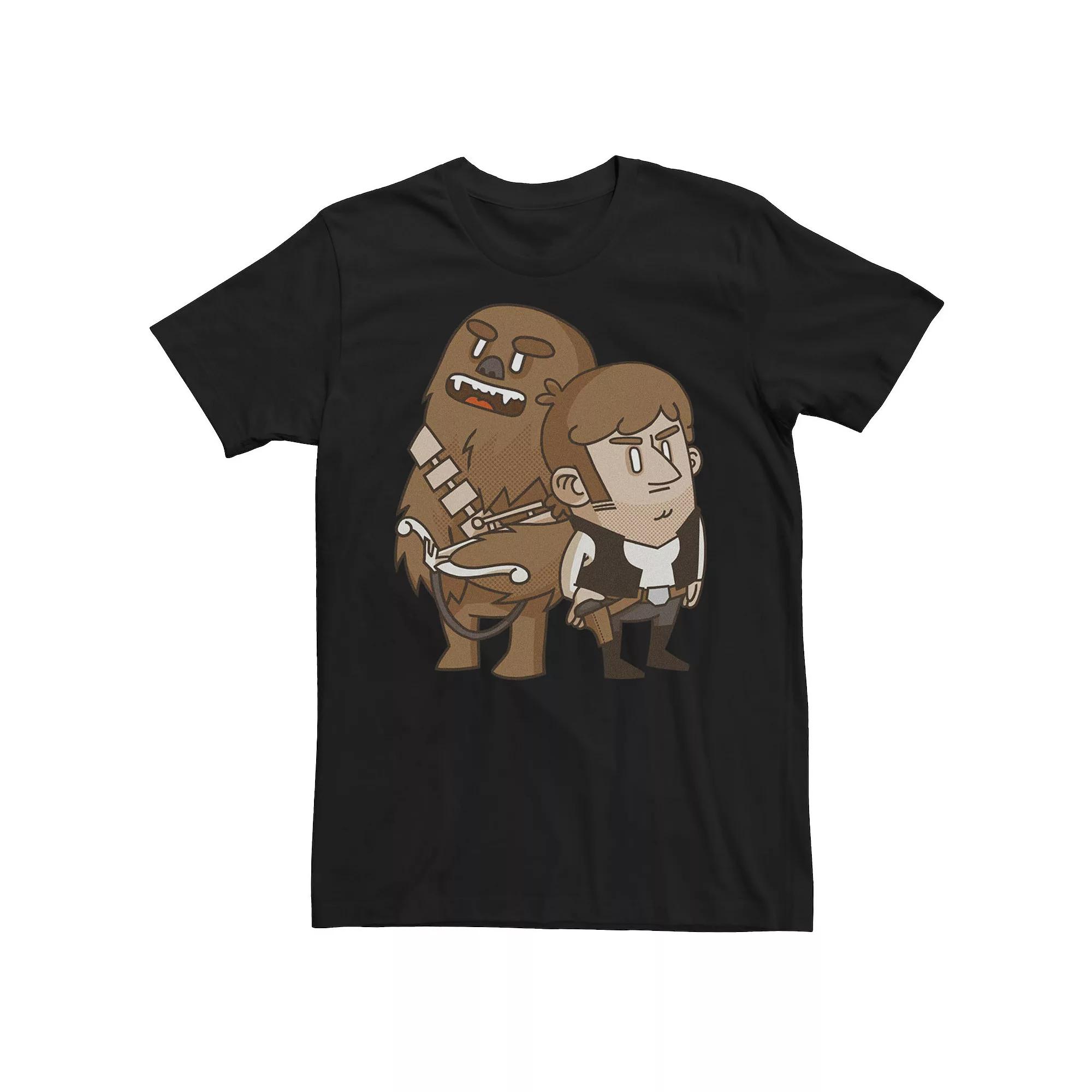 Mens Star Wars Han Solo Chewbacca Cartoon Duo Graphic Tee Product Image