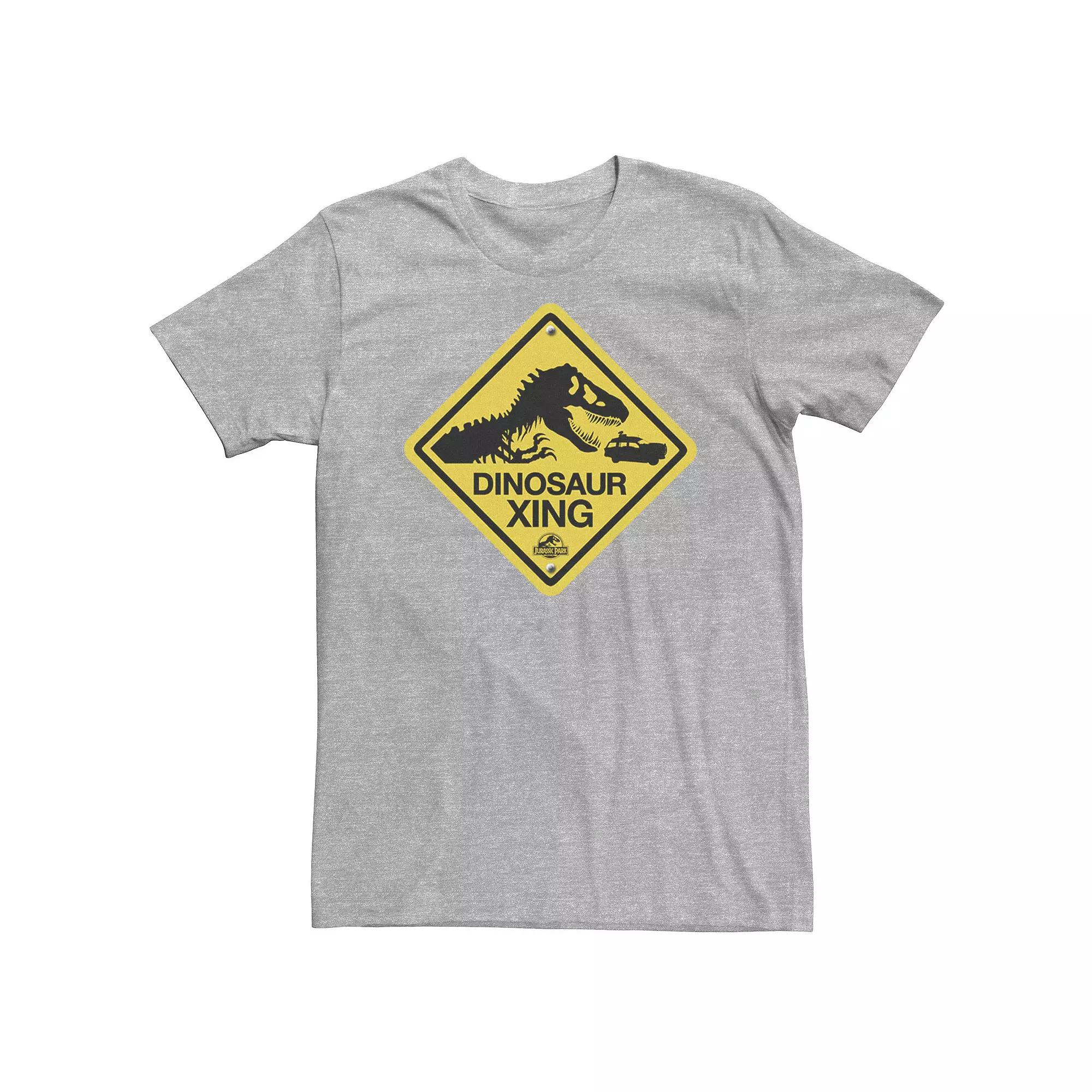 Big & Tall Jurassic Park Dinosaur Crossing Yellow Sign Tee, Men's,  Product Image