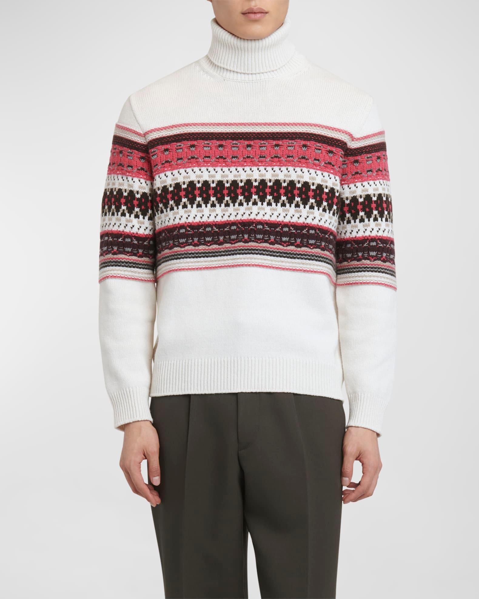 Men's Cashmere Jacquard Fair Isle Turtleneck Sweater Product Image