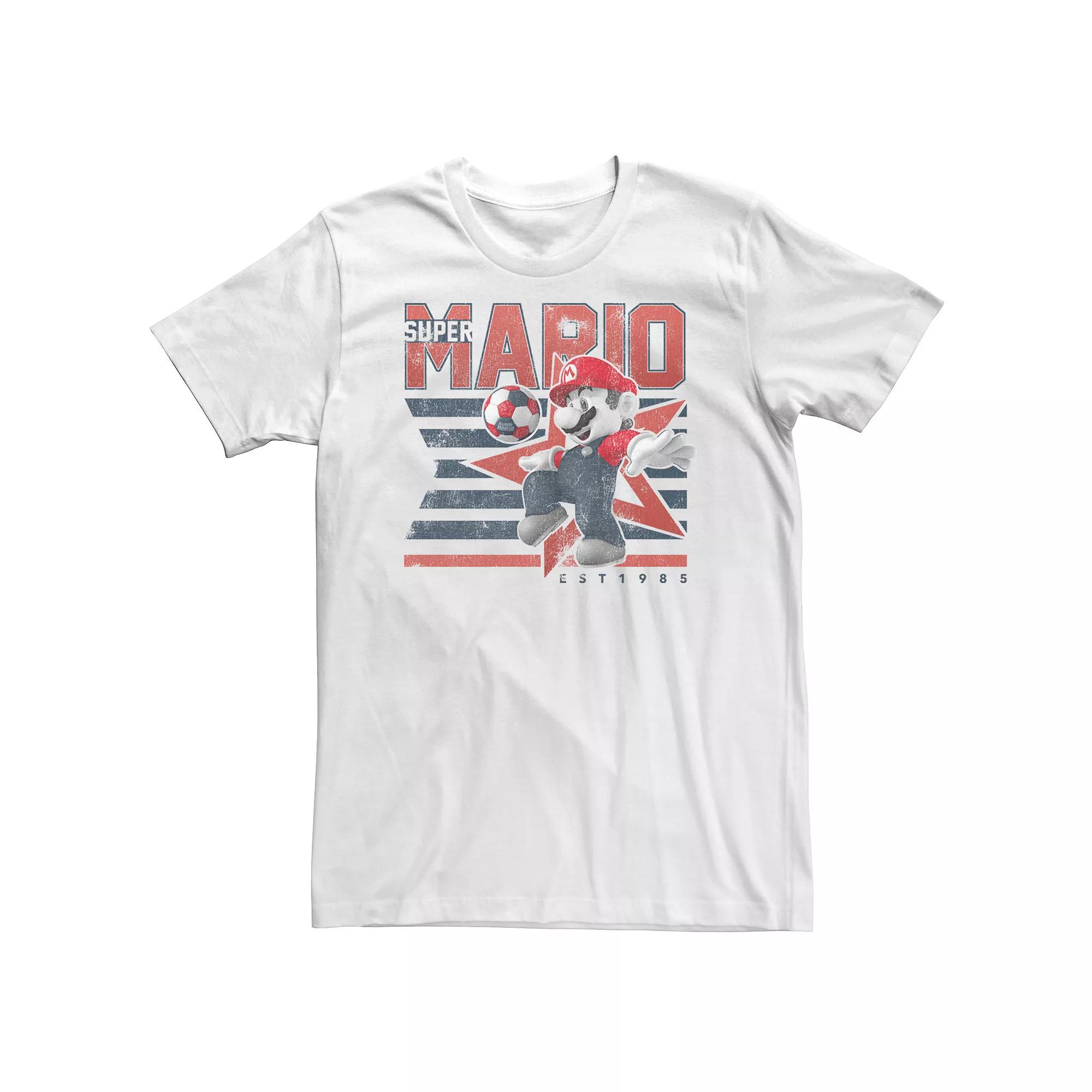 Big & Tall Nintendo Super Mario Soccer Kick Star Poster Tee, Men's,  Product Image