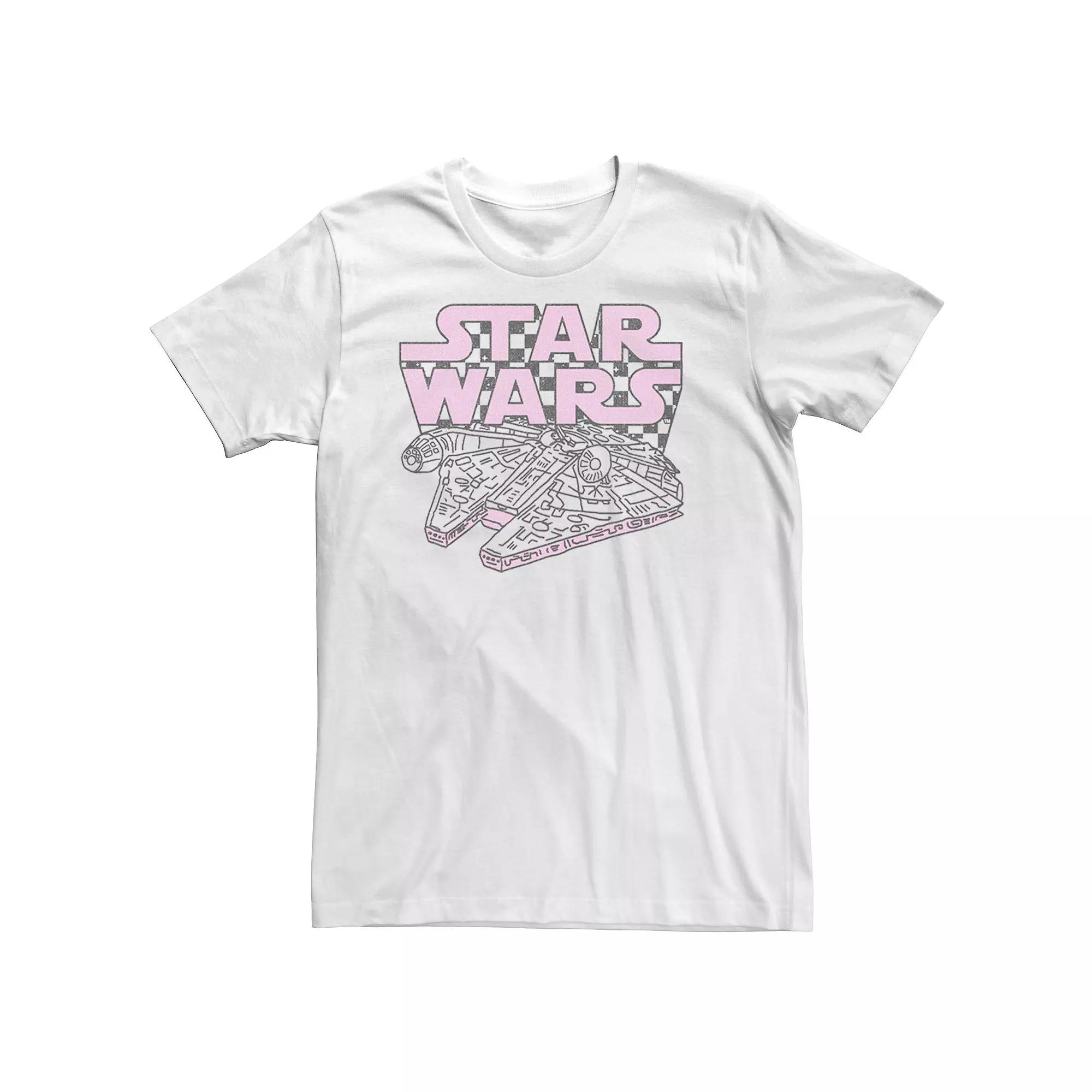 Men's Star Wars Millennium Falcon Checkered Logo Tee, Size: XXL, White Product Image