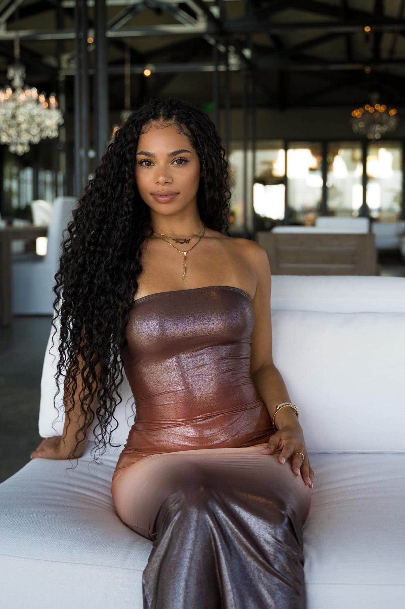 Brighter You Metallic Maxi Dress - Brown/combo Product Image