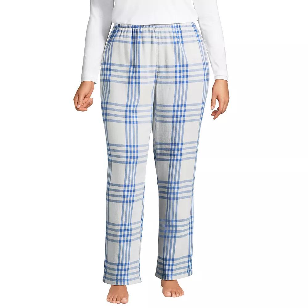 Plus Size Lands' End Women's Flannel Cotton Pajama Pants, Size: 2XL, Clear Blue Plaid Product Image