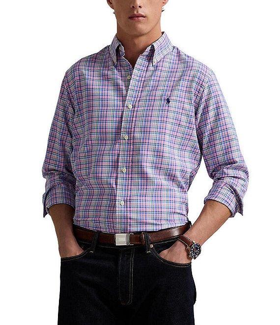 Polo Ralph Lauren Classic Fit Performance Stretch Oxford Mini Plaid Long Sleeve Woven Shirt Product Image