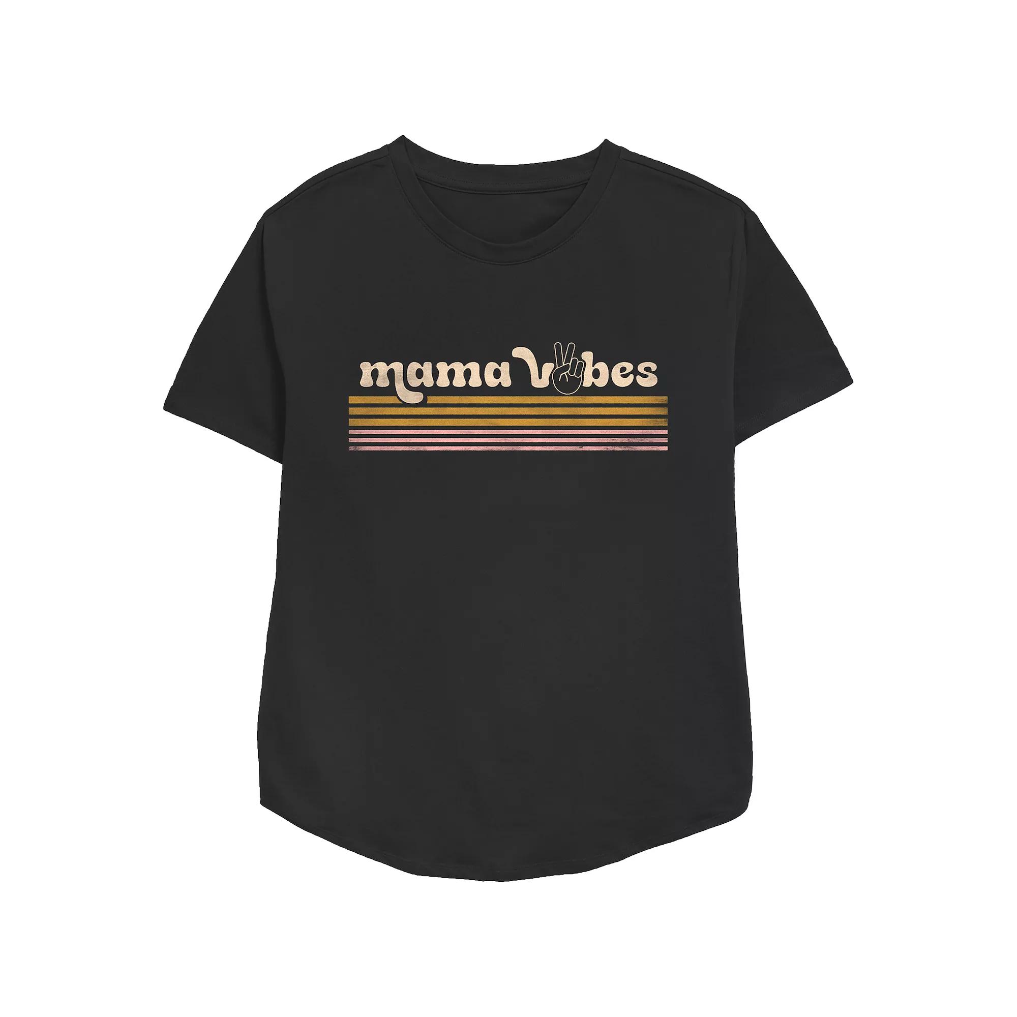Women's Mama Vibes Relaxed Fit Graphic Tee, Size: XS, Black Product Image