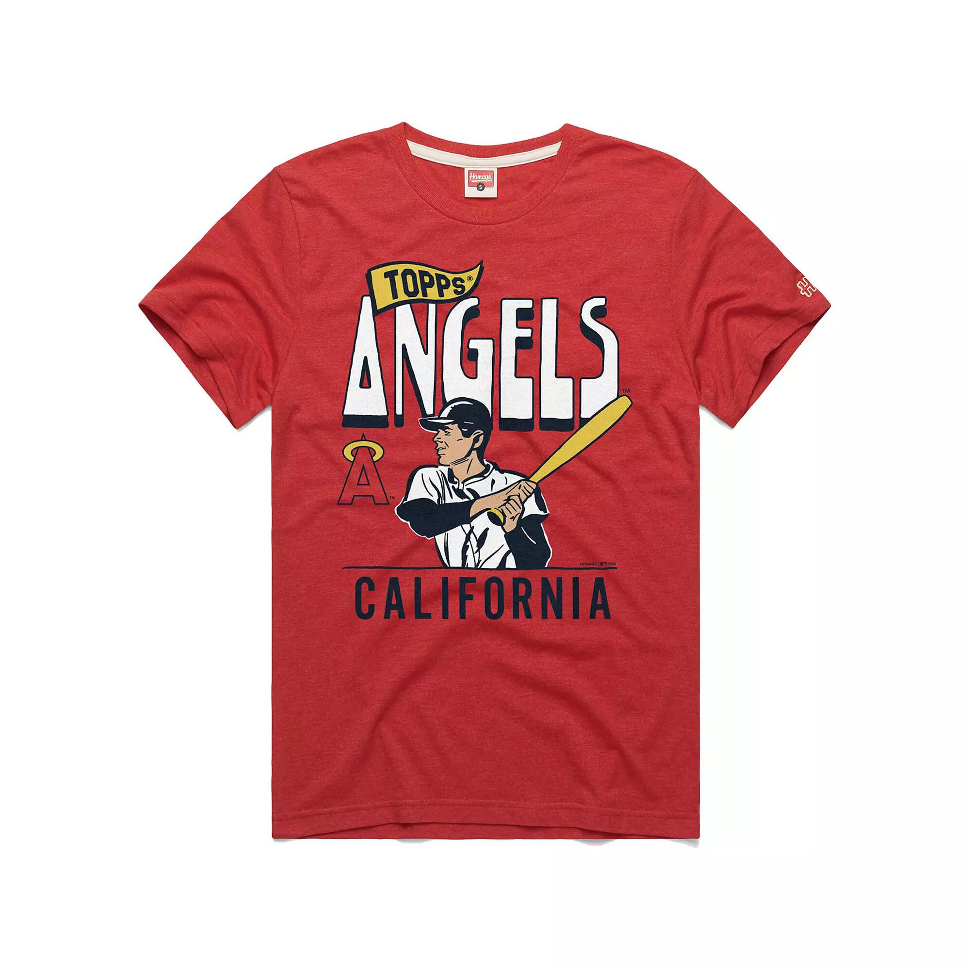 Men's Homage x Topps Red Los Angeles Angels Tri-Blend T-Shirt,  Product Image
