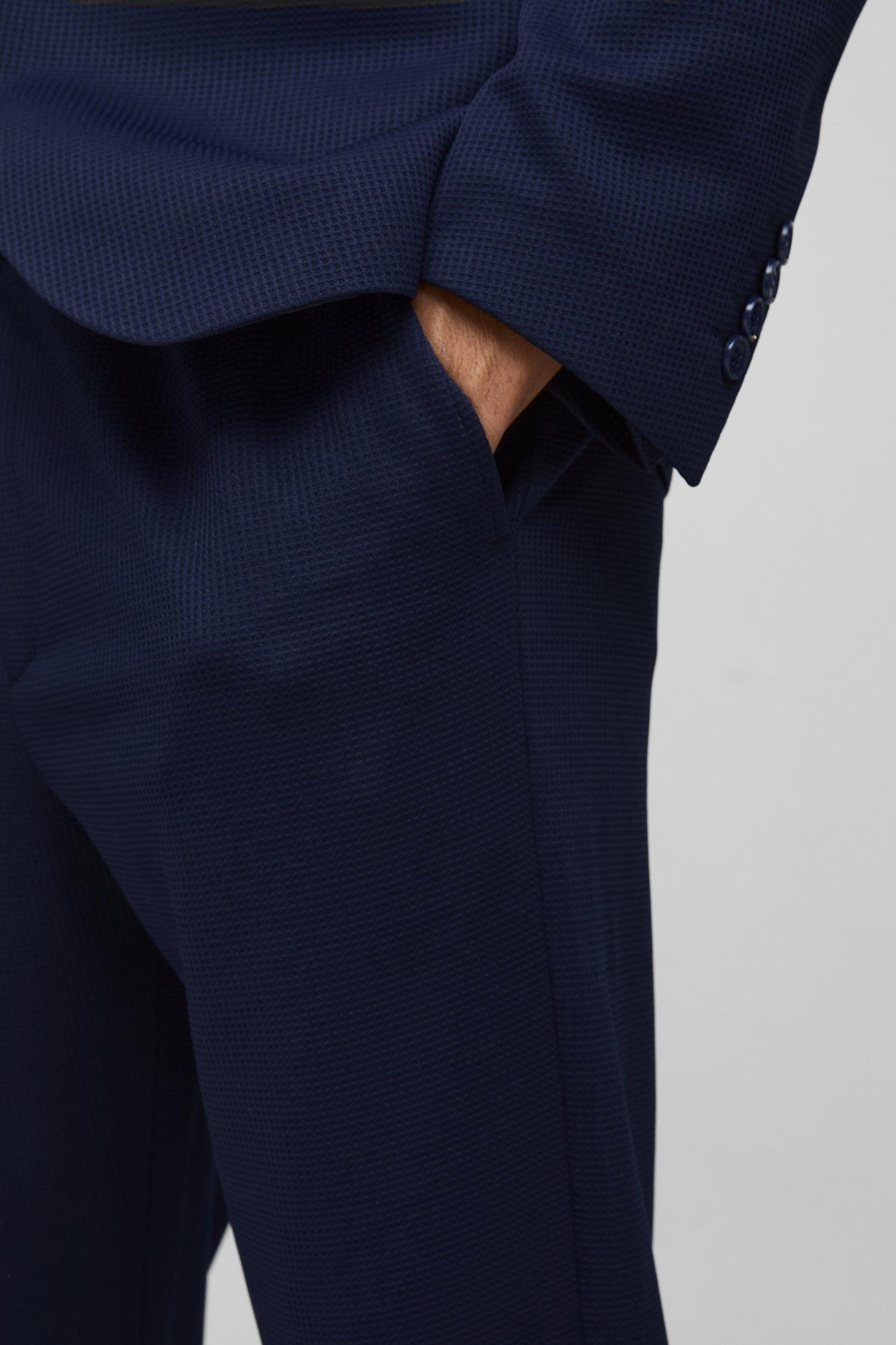 Elastic Waist Textured Tapered Pants | boohooMAN USA Product Image