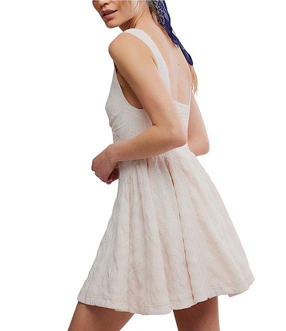 Free People Cant Help It V-Neck Sleeveless A-Line Eyelet Lace Mini Dress Product Image