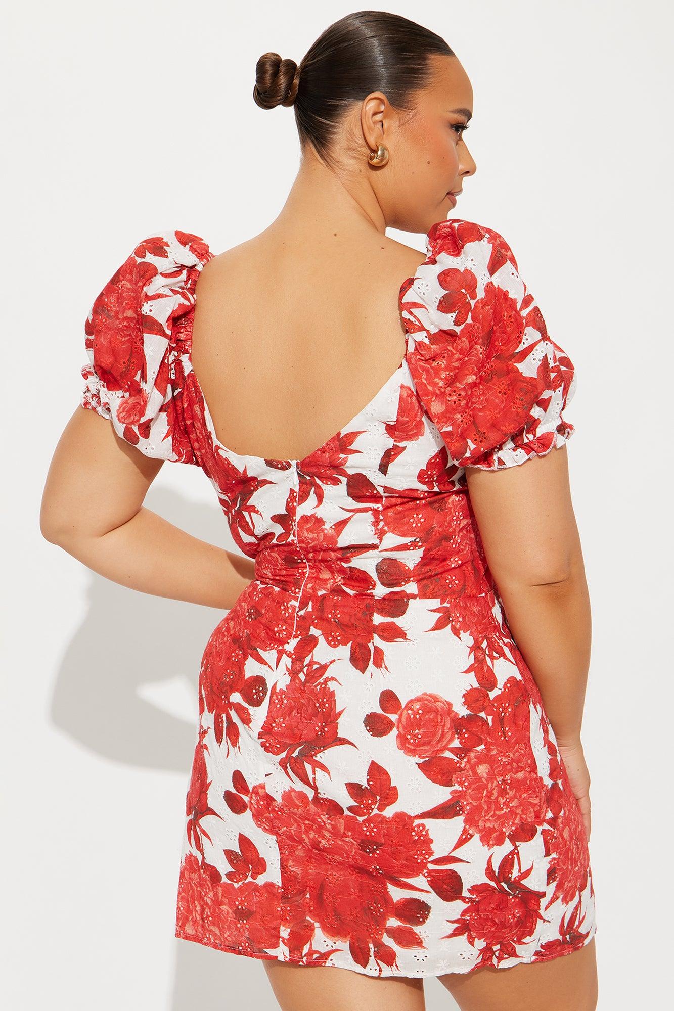 Darling Rose Floral Eyelet Mini Dress - Red/combo Product Image