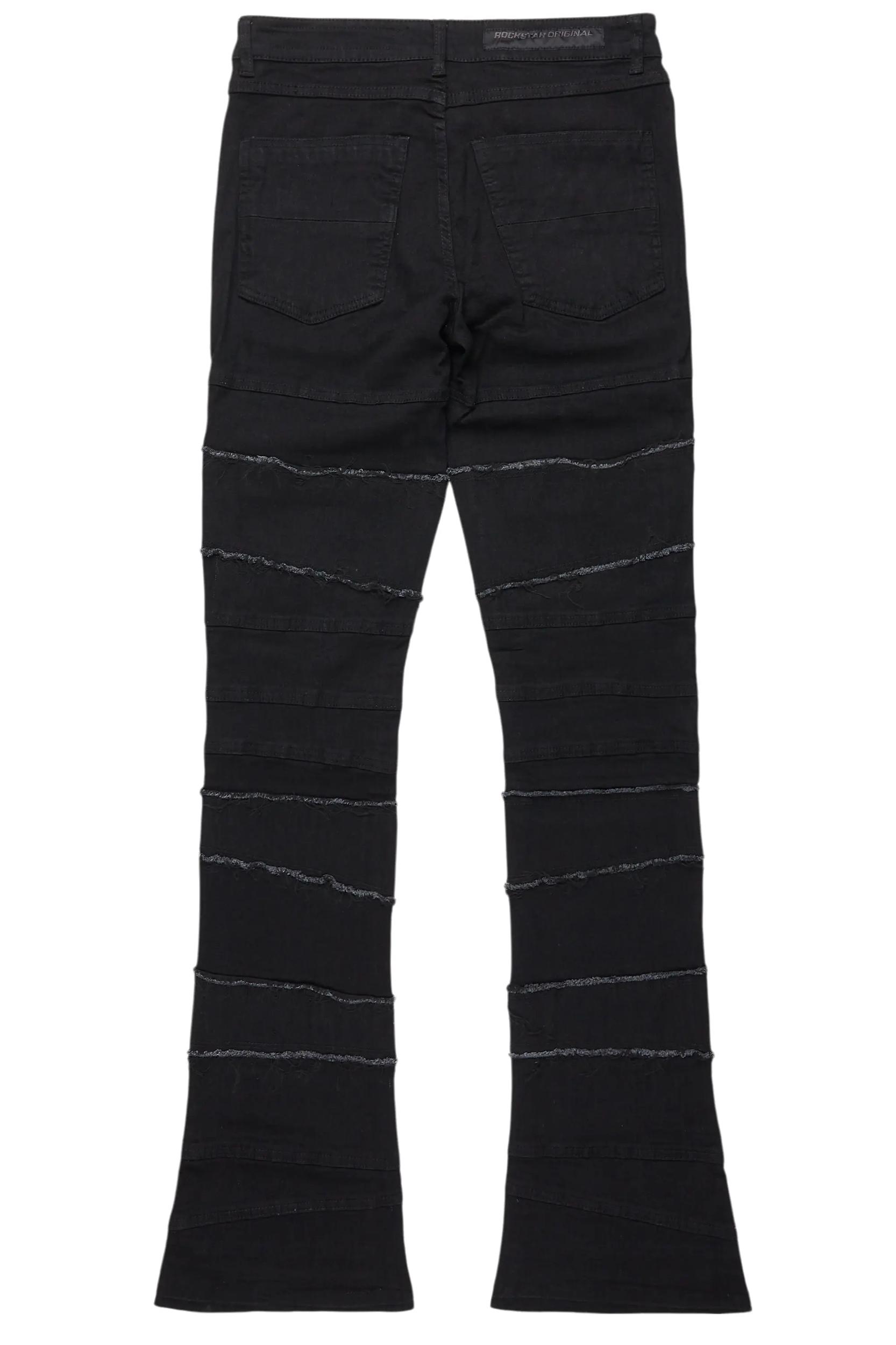 Franko Jet Black Stacked Flare Jean Male Product Image