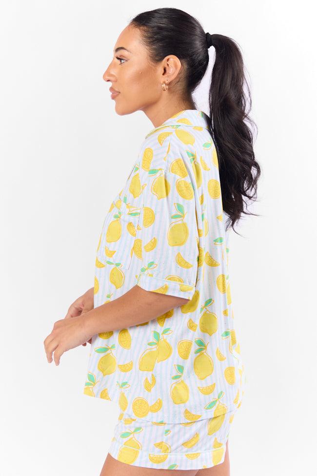 Under the Stars Lemon Print Short Sleeve Pajama Top FINAL SALE Product Image