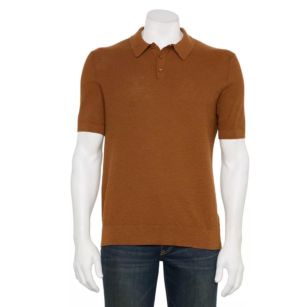 Men's Sonoma Goods For Life® Stoodleigh Slub Polo, Size: Large, Brown Product Image