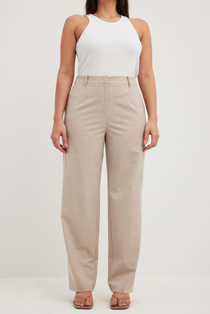 Structured Straight Leg Mid Waist Pants Product Image
