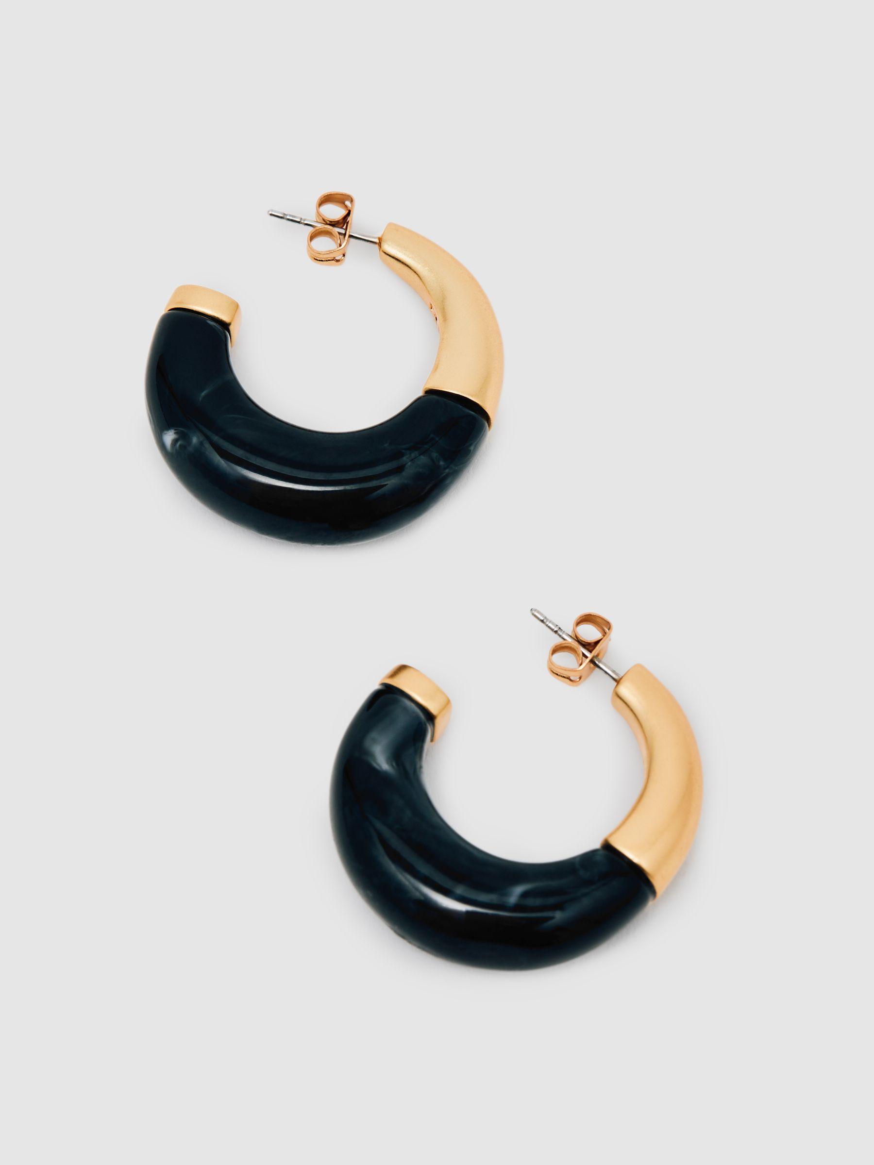 Tone Scoop Enamel Hoop Earrings in Gold Product Image