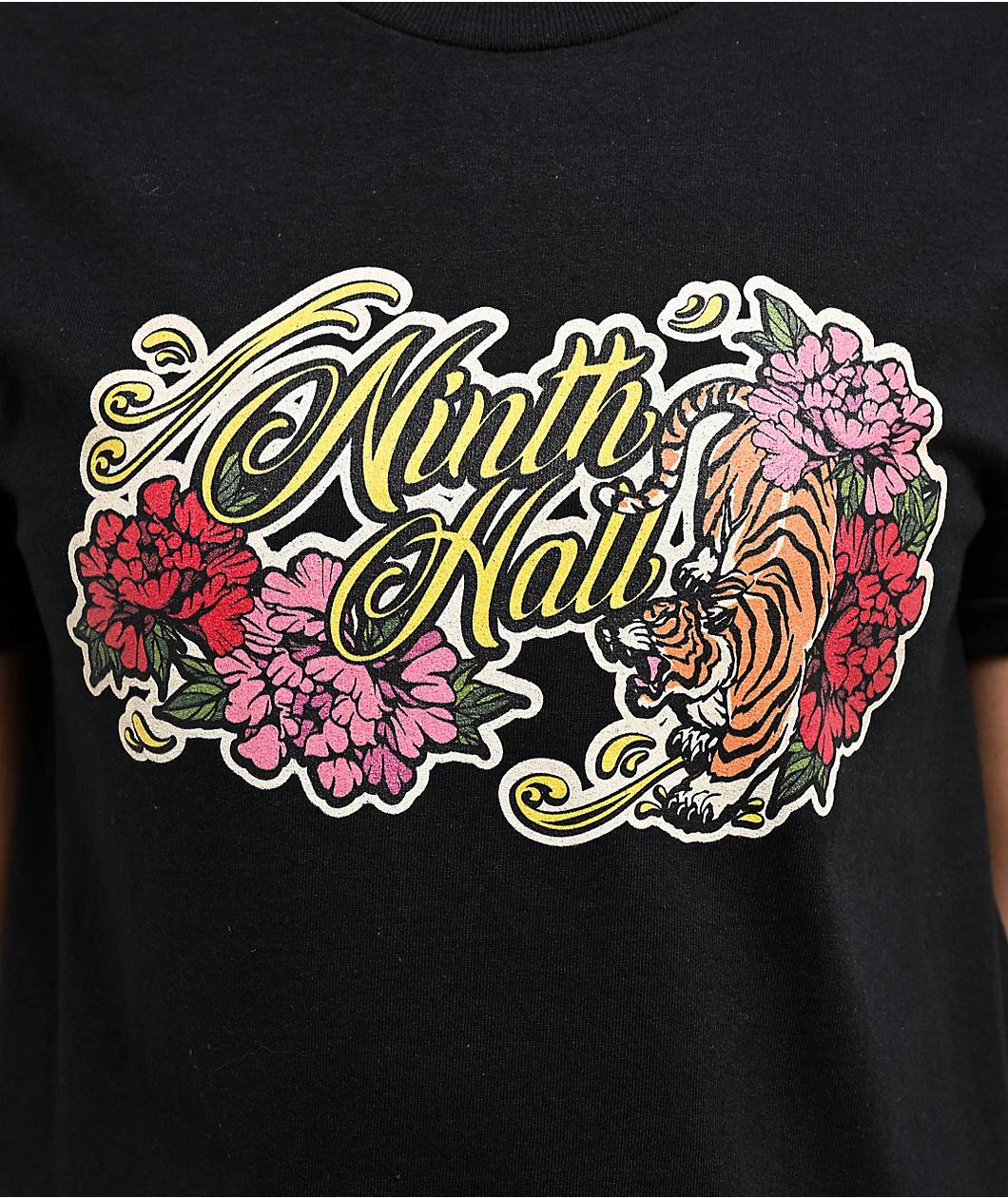 Ninth Hall Floral Tiger Black T-Shirt Product Image