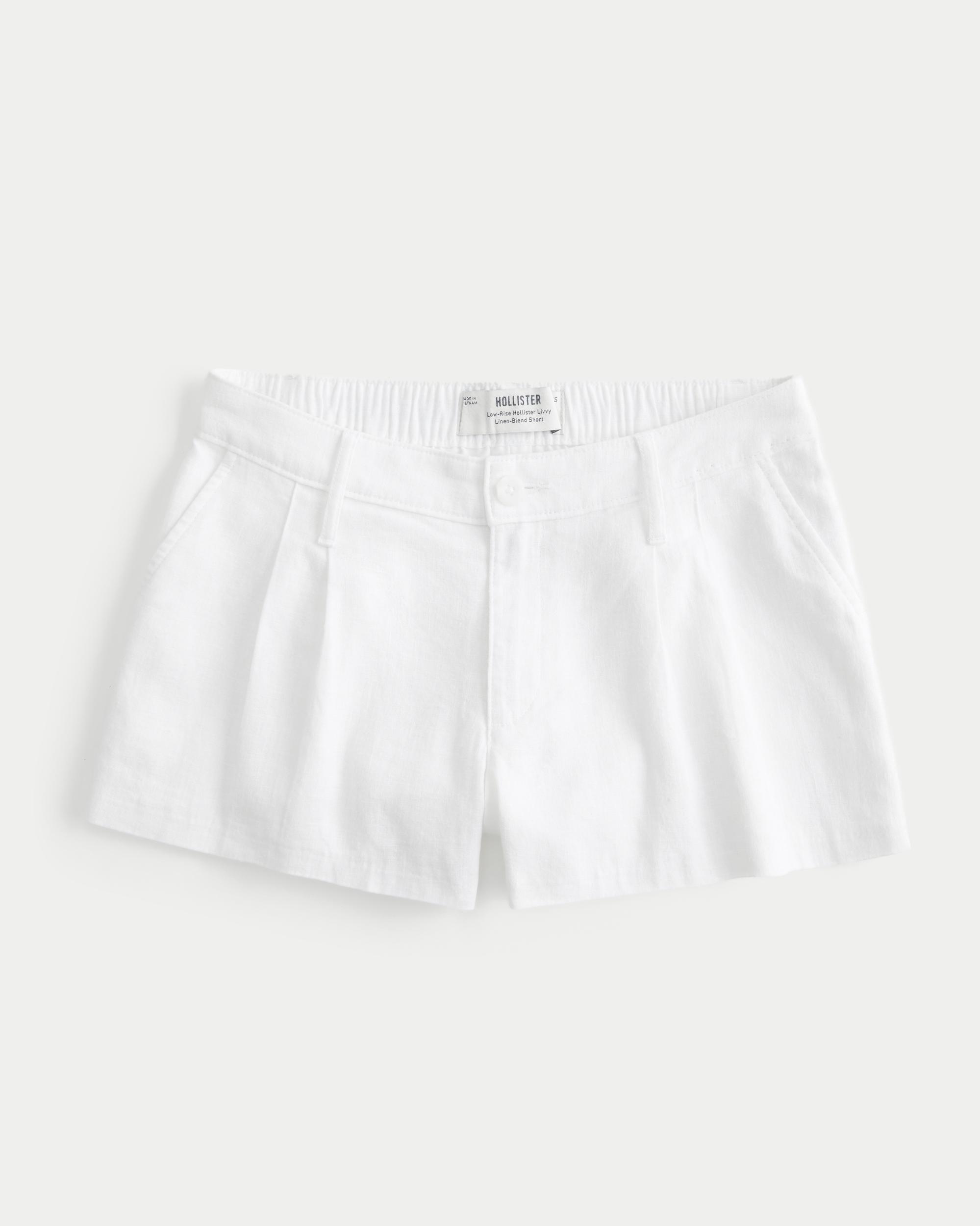 Hollister Livvy Low-Rise Linen-Blend Shorts 3" Product Image