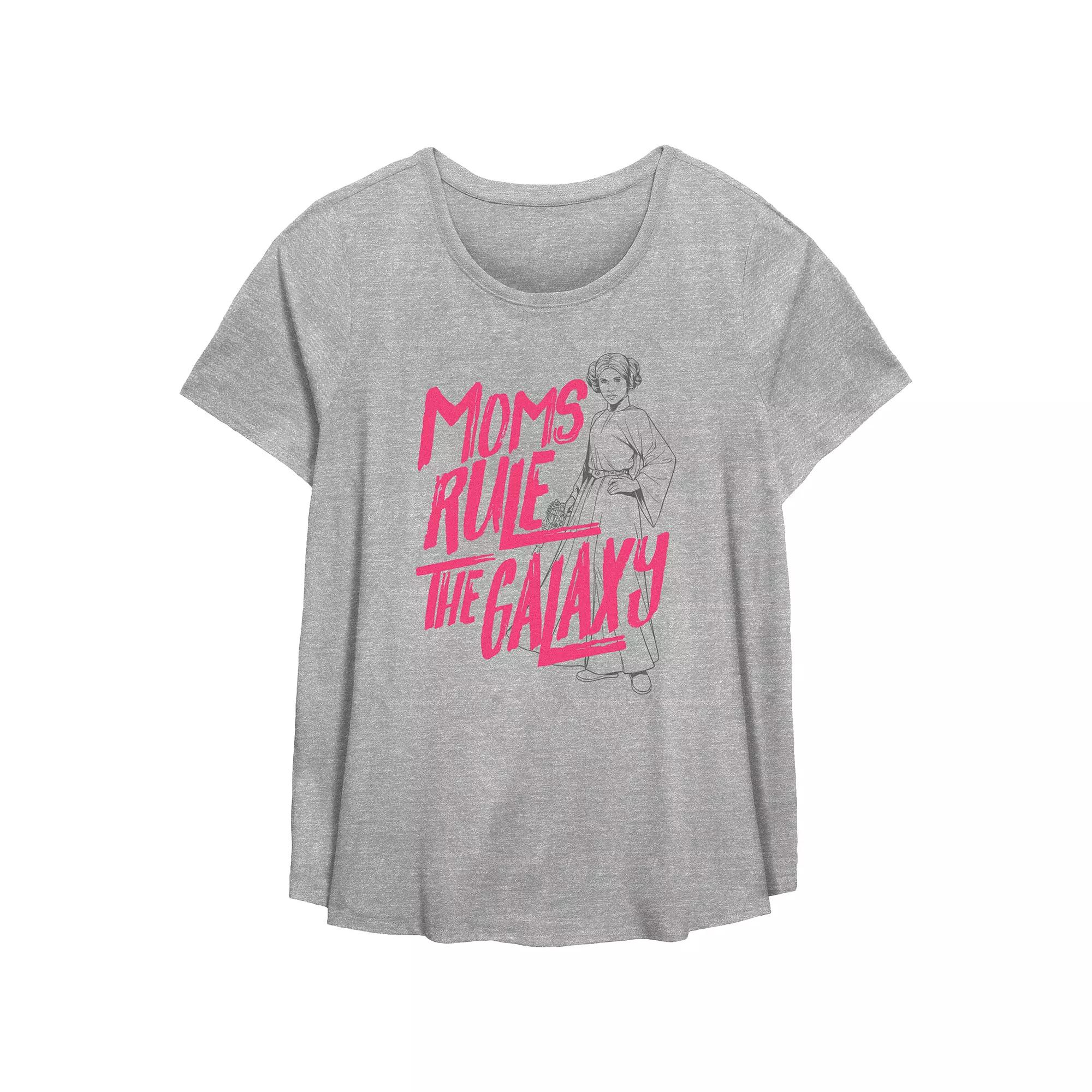 Plus Size Star Wars Moms Rule The Galaxy Scoop Hem Flowy Graphic Tee, Women's, Size: 5XL, Grey Gray Product Image