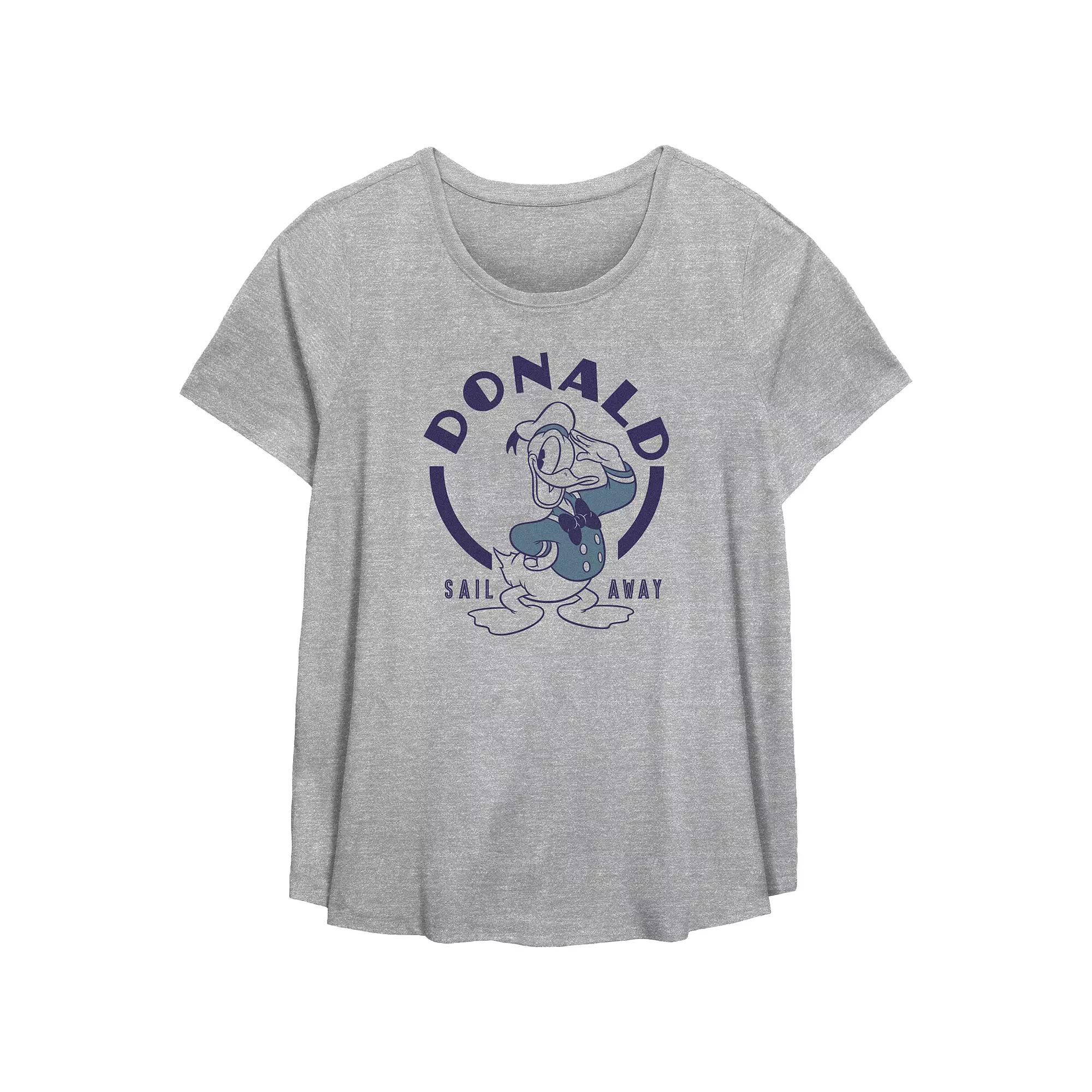Disney's Donald Duck Sail Away Plus Size Flowy Graphic Tee, Women's, Size: 5XL, Grey Gray Product Image