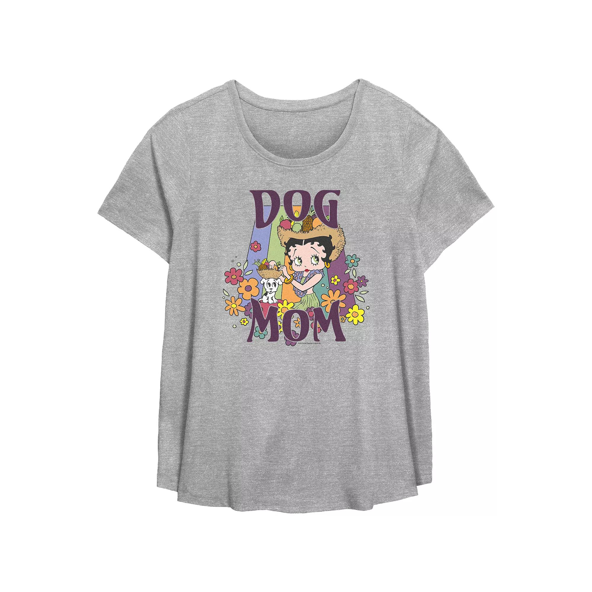 Plus Size Betty Boop Dog Mom Scoop Hem Flowy Graphic Tee, Women's, Size: 4XL, Grey Gray Product Image