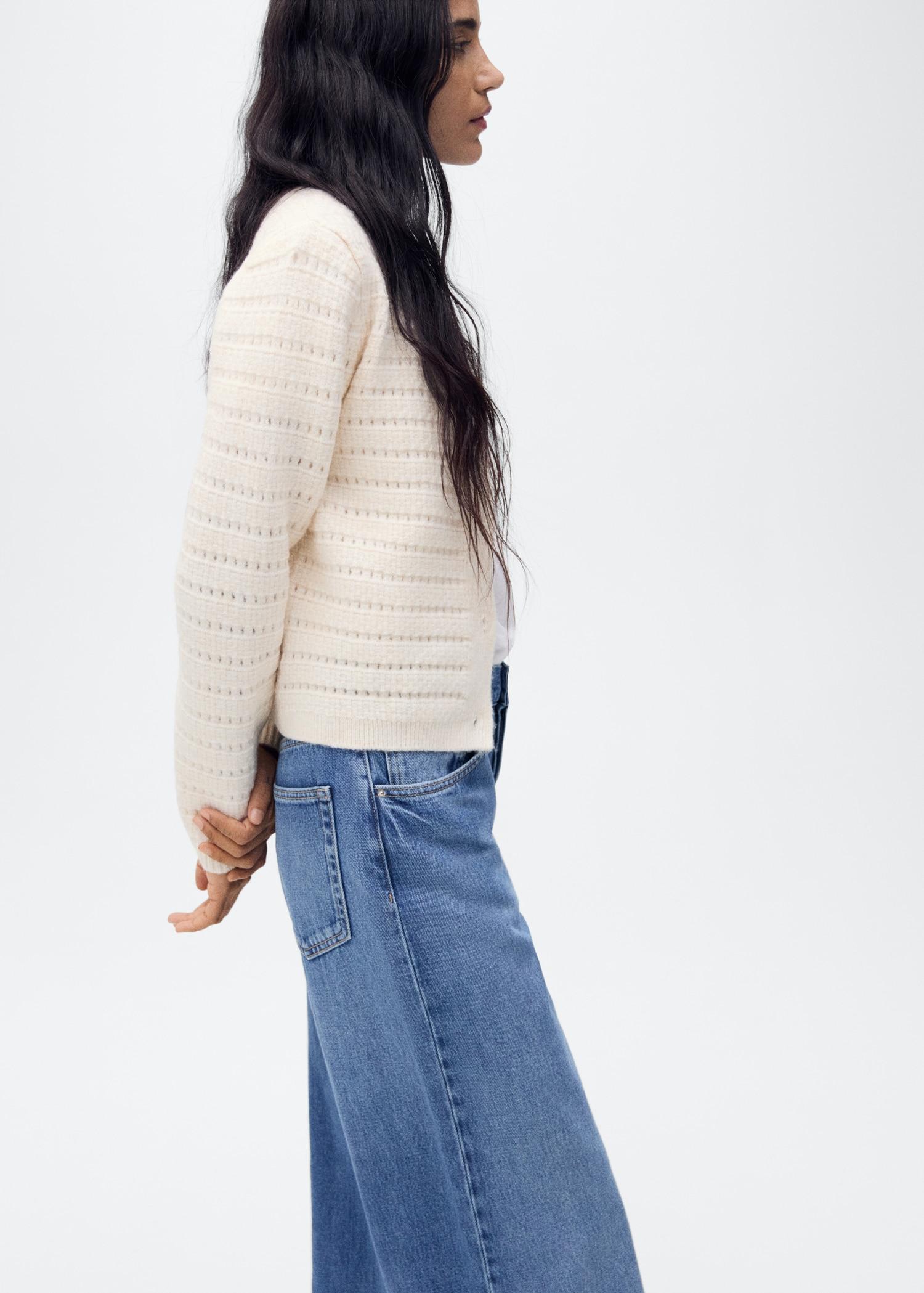 Knitted jacket with openwork details - Women | MANGO USA Product Image