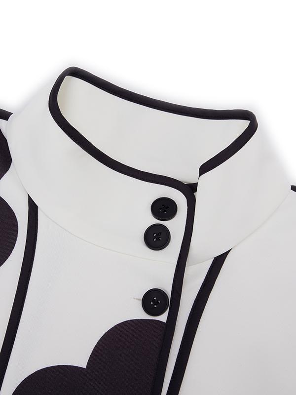 Long Sleeves Loose Contrast Color Flower Print Split-Joint Stand Collar Jackets Outerwear Product Image