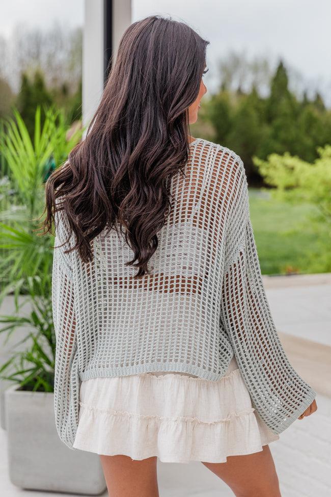 At Your Fingertips Sage Open Knit Sweater FINAL SALE Product Image