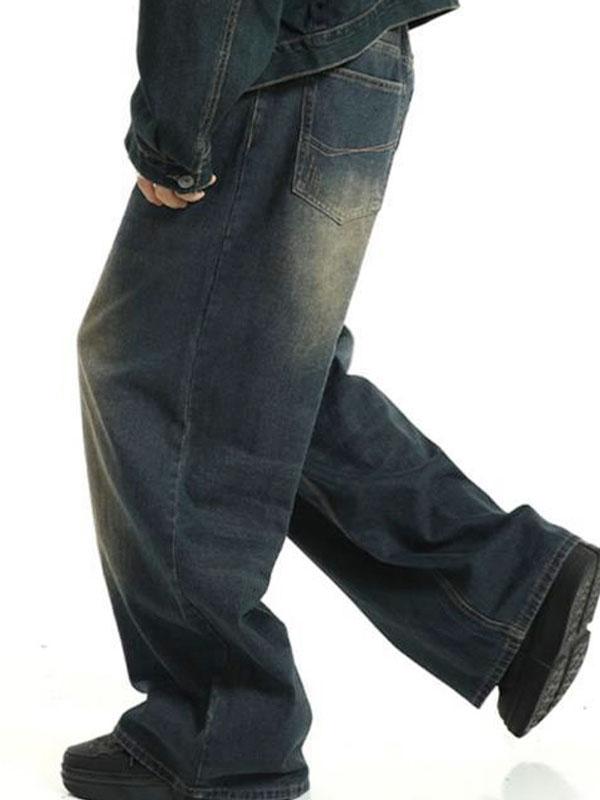 Men's Vintage Wash Distressed Loose Jeans Product Image