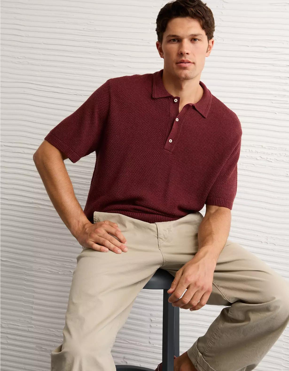 AE Pique Sweater Polo Shirt Product Image