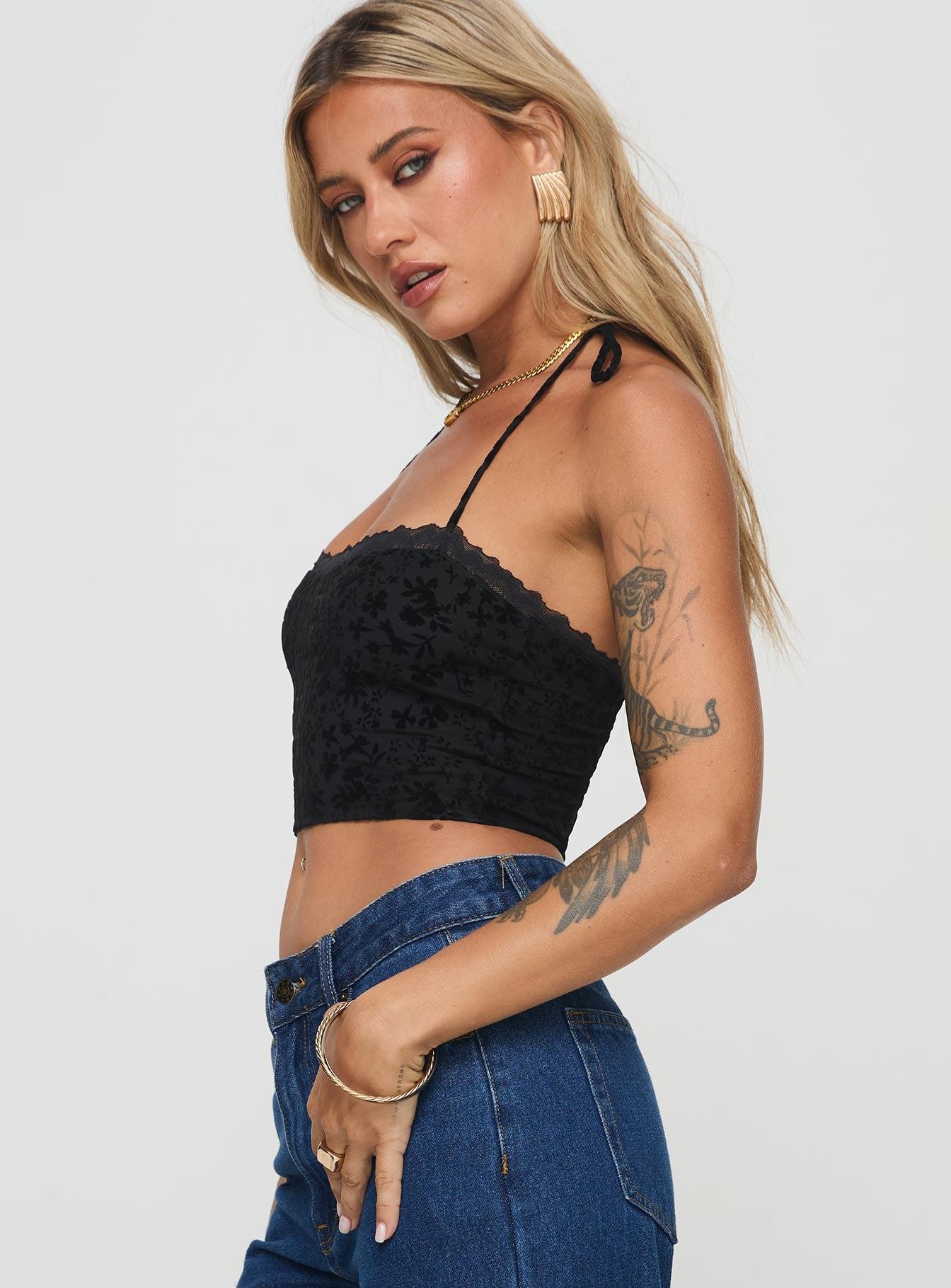 Burnout Velour Top Black Product Image