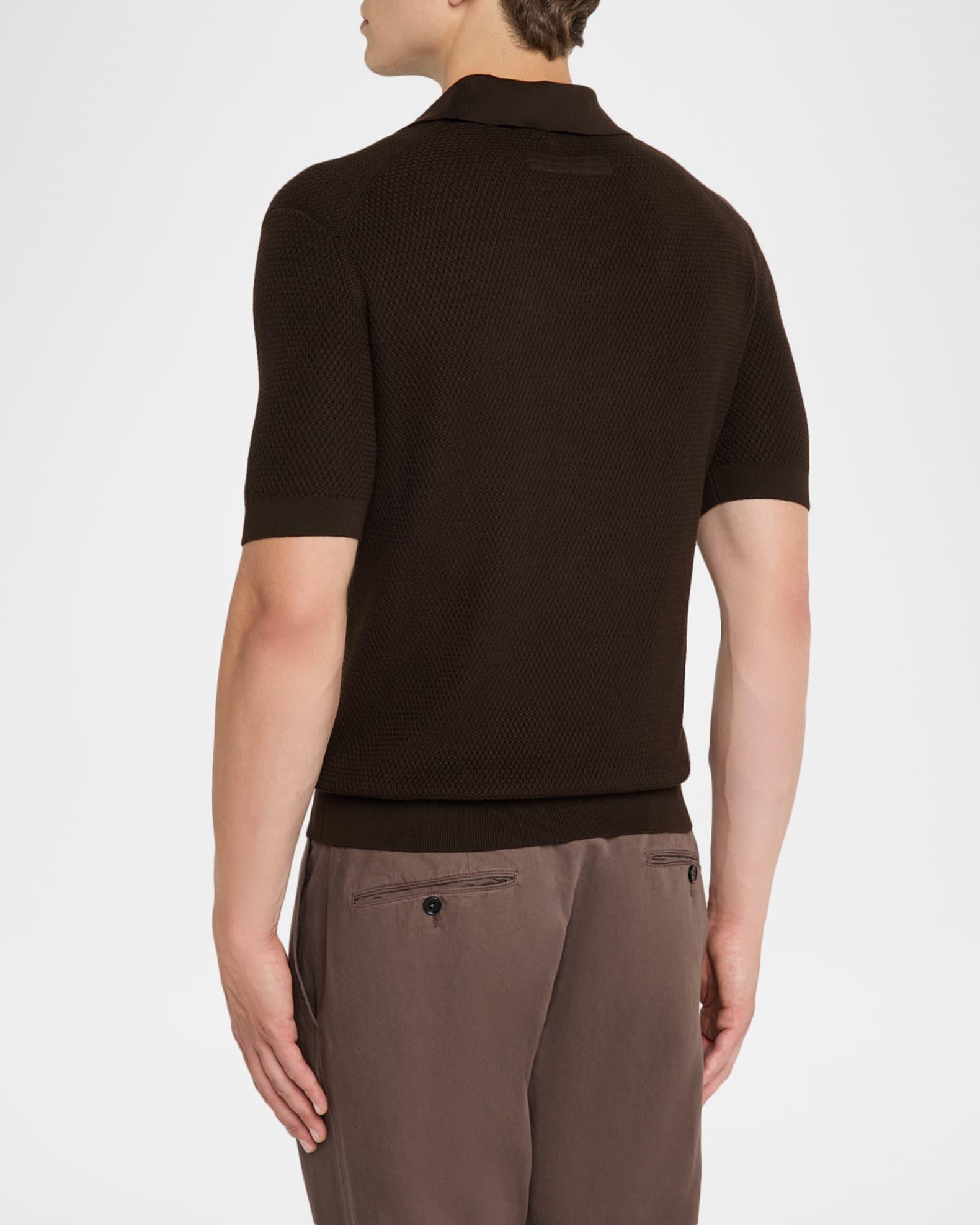 Men's Textured Johnny Collar Short-Sleeve Polo Sweater Product Image