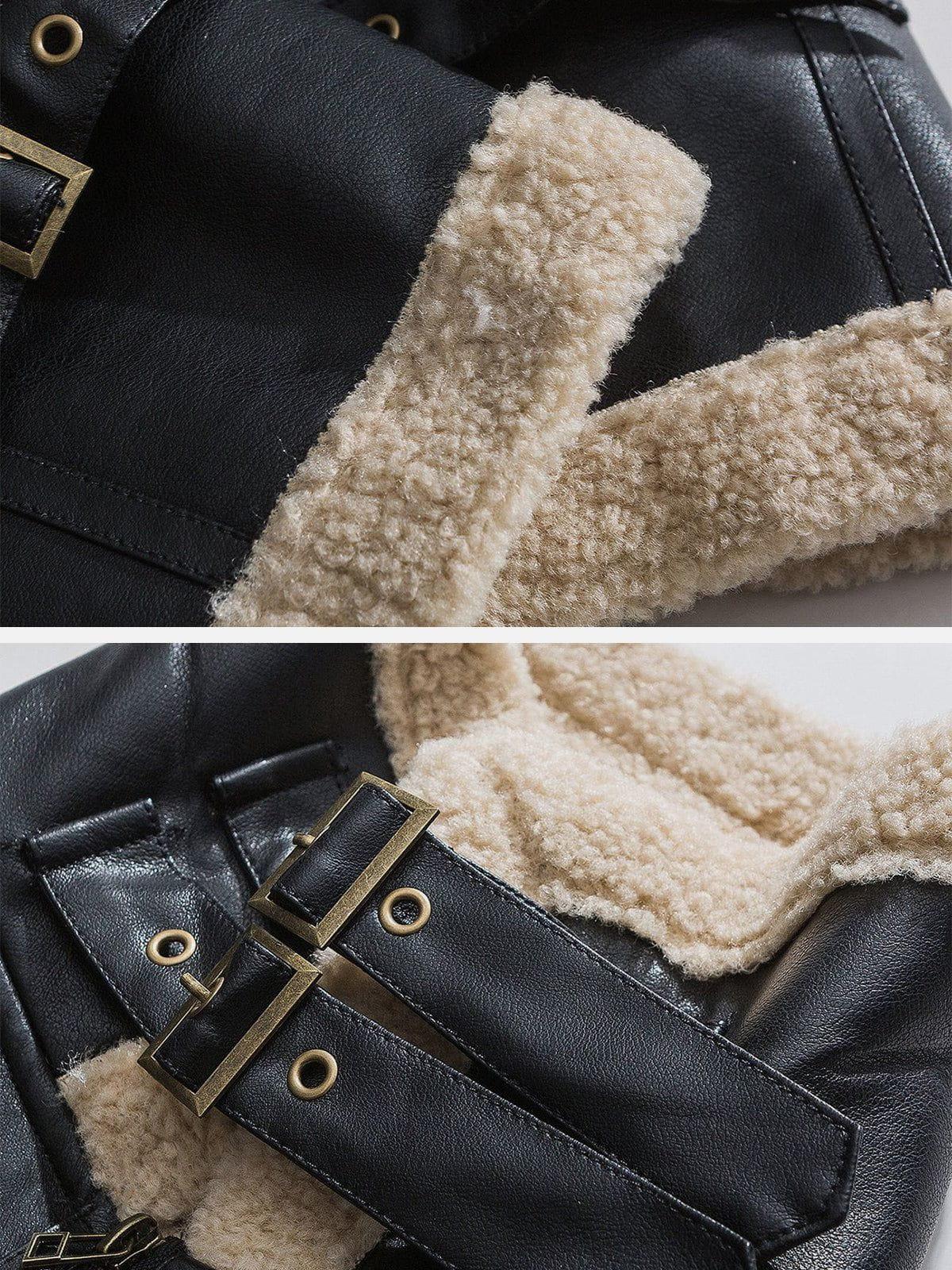 Aelfric Eden Zipper Lapel PU Borg Jacket Product Image