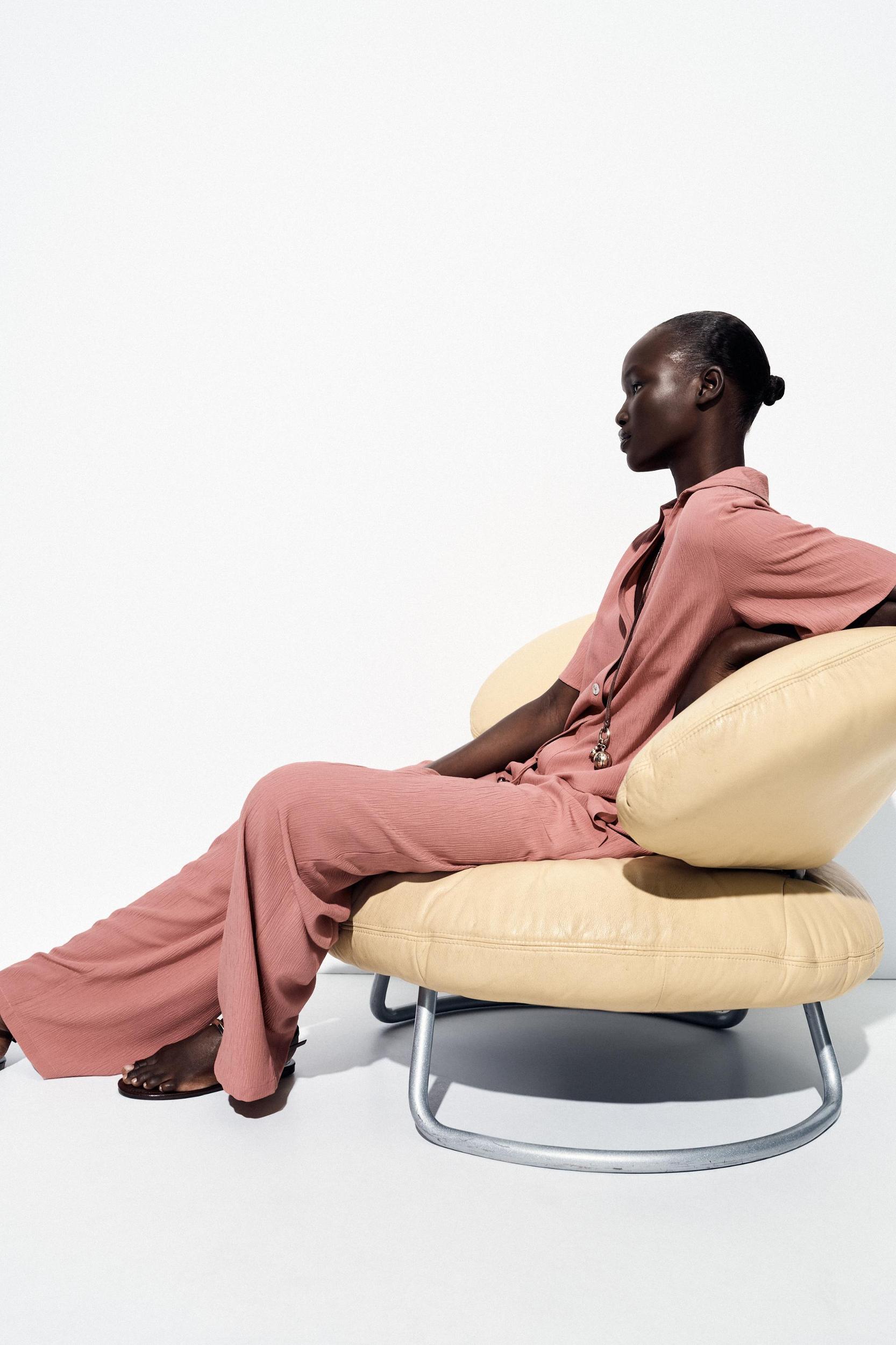 WRINKLE EFFECT WIDE LEG PANTS Product Image