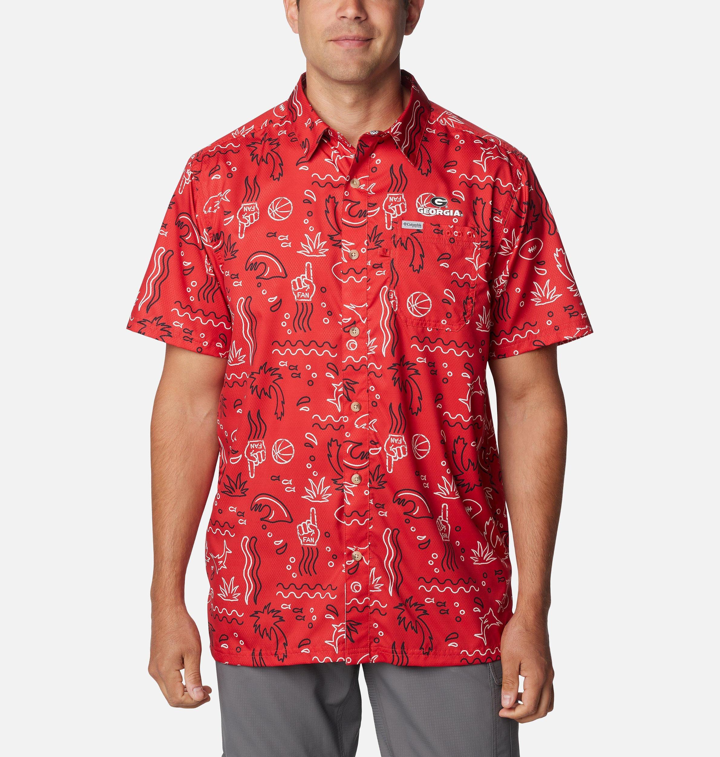 Columbia Mens Collegiate PFG Super Slack Tide Shirt - Georgia- Product Image