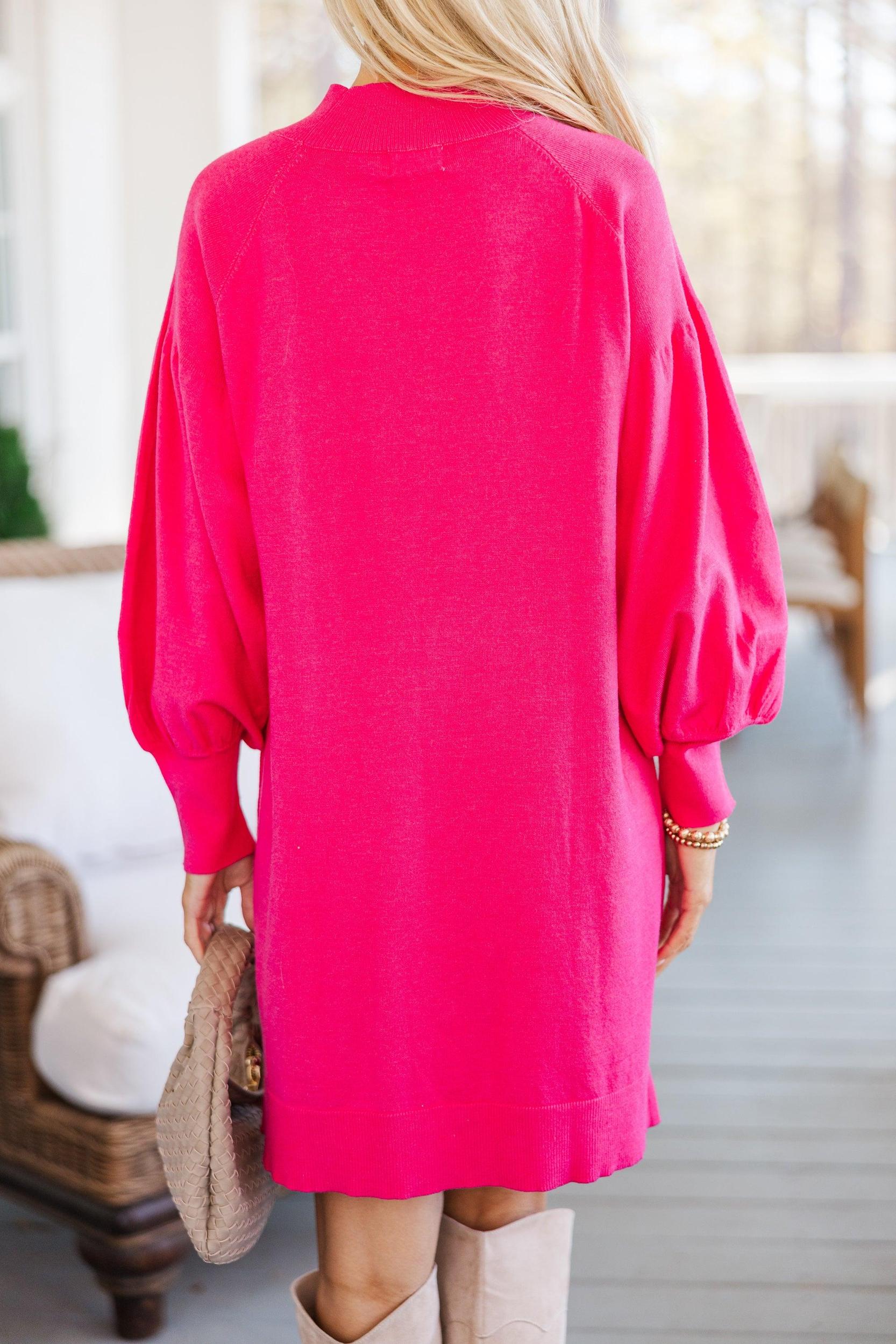 Where You Are Fuchsia Pink Sweater Dress Female Product Image